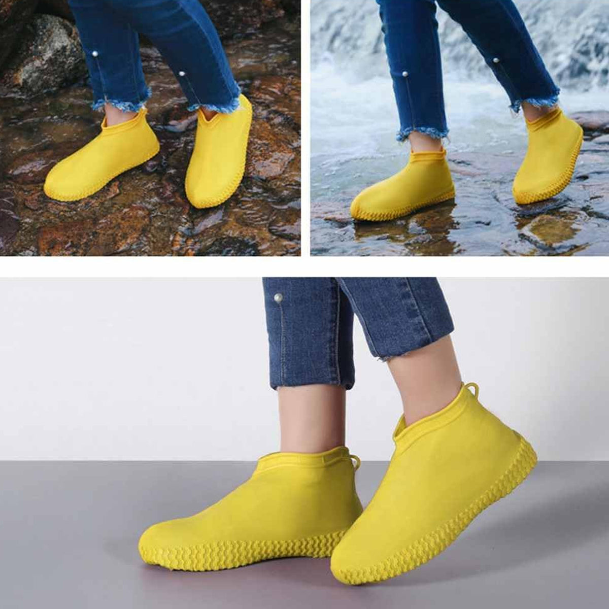 XL Yellow Reusable Silicone Shoe Covers - Waterproof & Anti-Slip (1 Pair) - Happy Price - Image 5