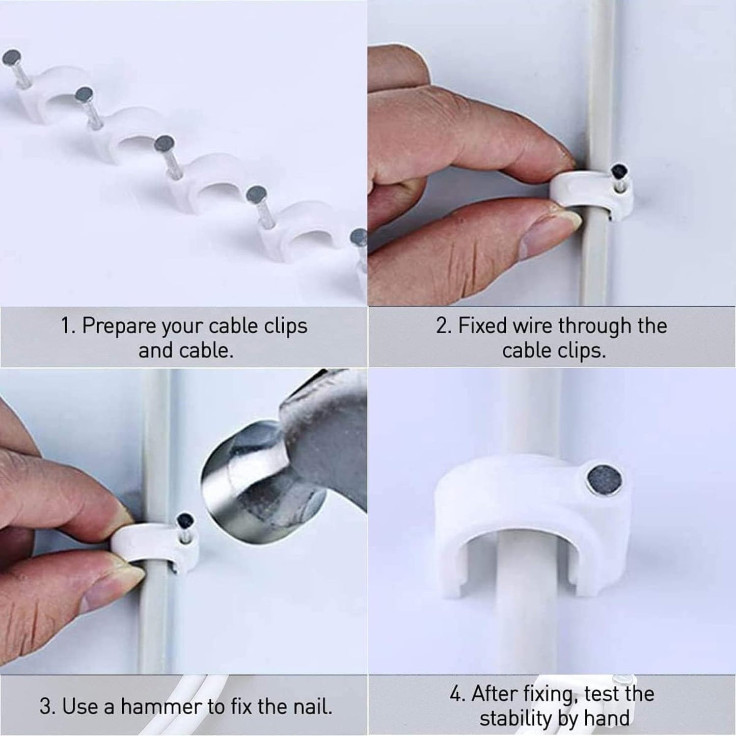 Premium Cable Management Nail Clips For Wire Organization (100 Pc 6mm)