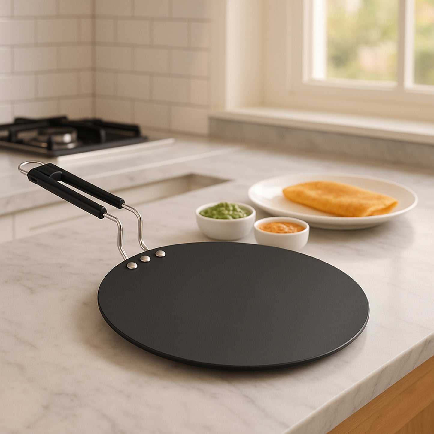 Compact Non-stick Flat Roti Tawa (9 Inch 1 Pc) - Happy Price - Image 3
