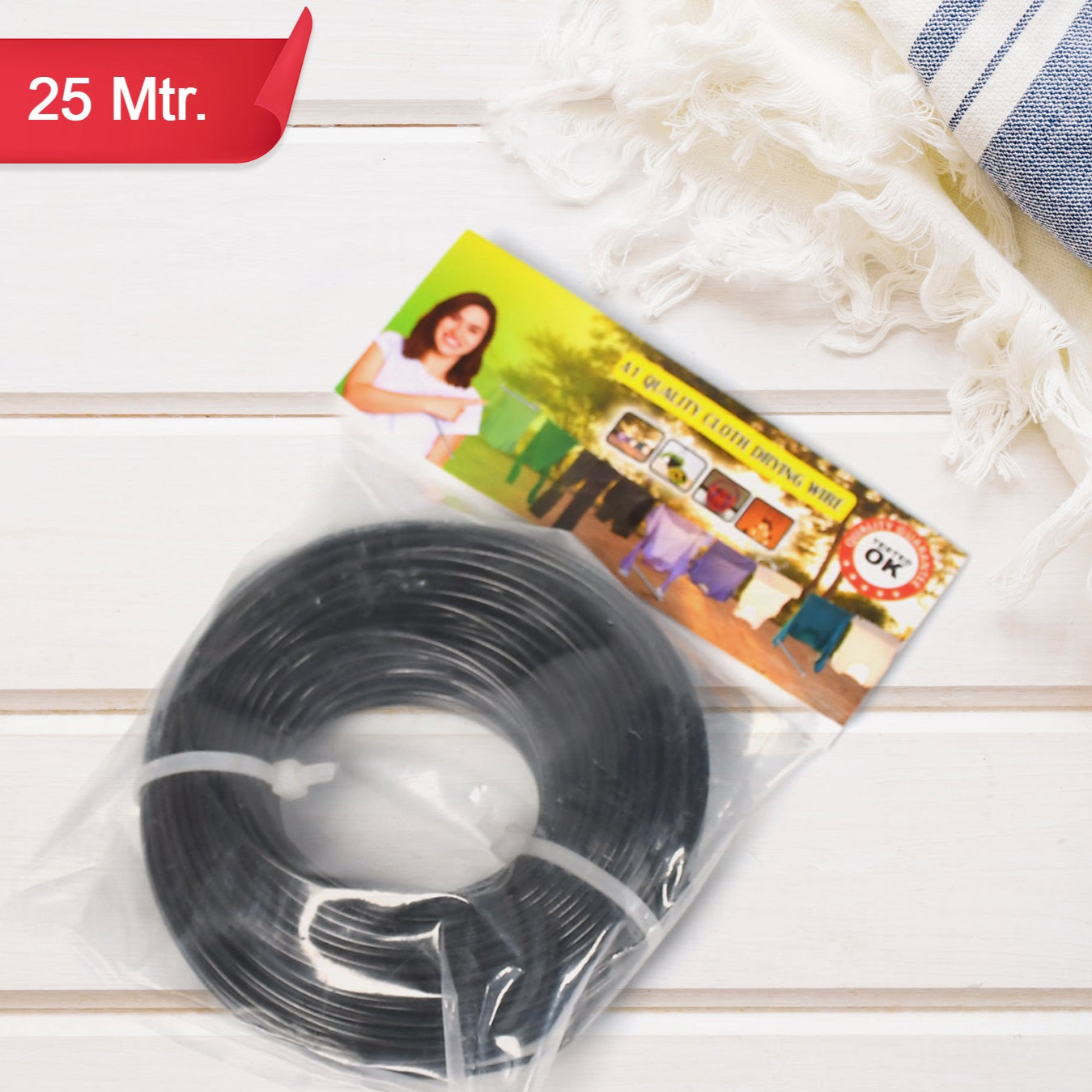 Cloth Drying Wire High Quality Agriculture Gardening Use Wire ( 25mtr ) - Happy Price - Image 1