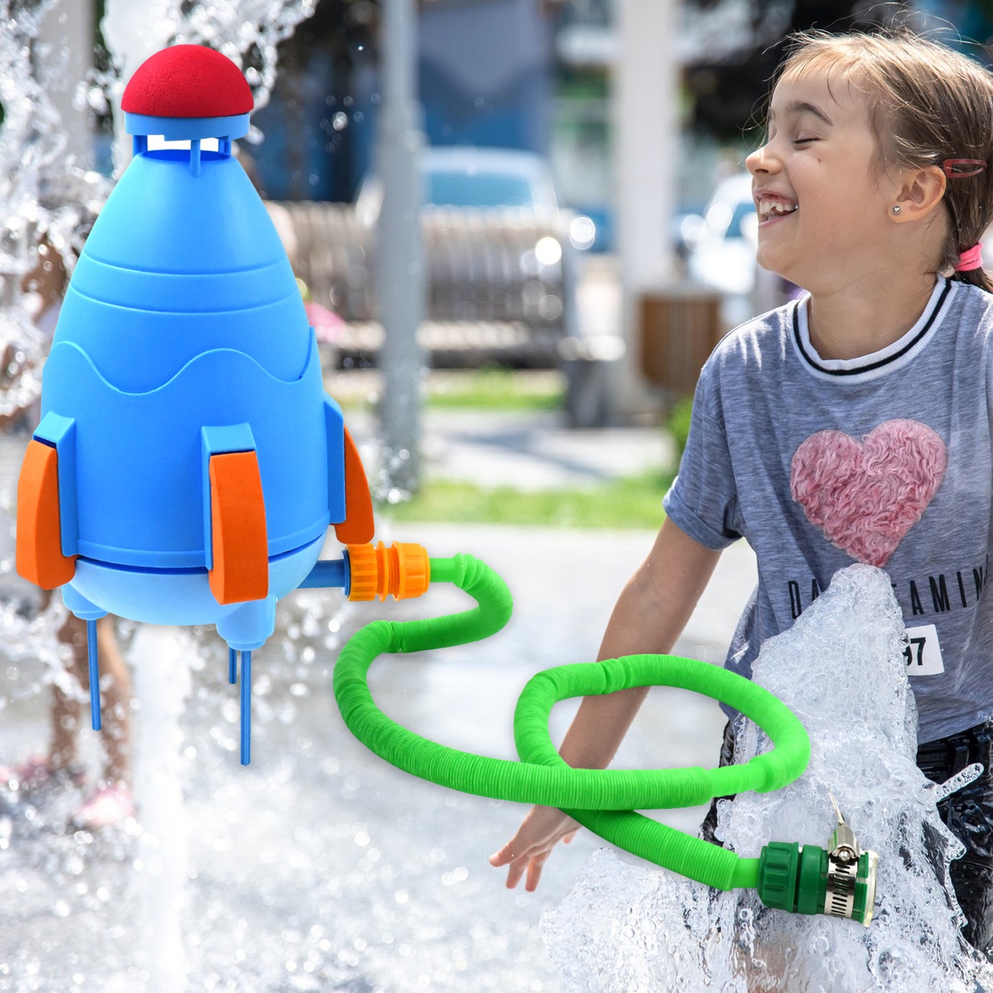 Rocket Sprinkler Launcher Toy for Kids - Summer Outdoor Water Play (1 Set) - Happy Price - Image 3