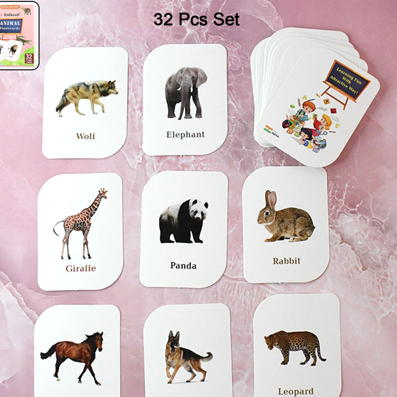 Kidkraft 32-piece Animal Flash Cards Set - Happy Price - Image 1