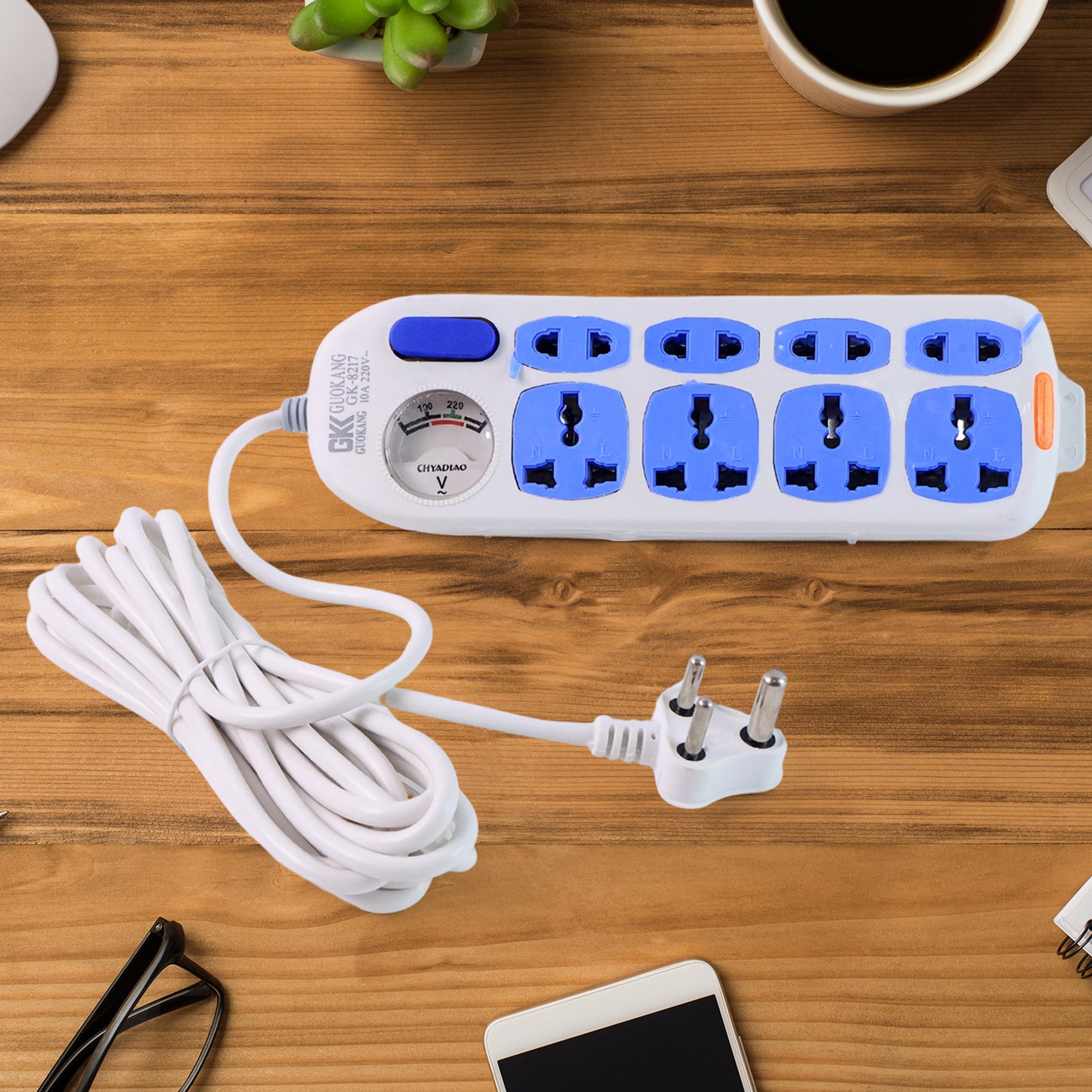 8-Socket Heavy Duty Extension Board with Master Switch & Voltage Meter (1 Pc) - Happy Price - Image 3