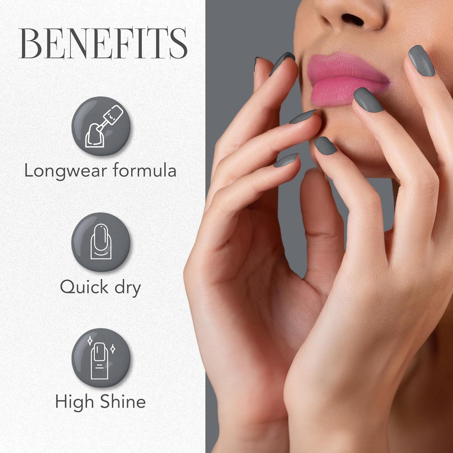 Calm Grey Matte Nail Paint - 10 ML, Long-Lasting & Quick Dry - Happy Price - Image 6