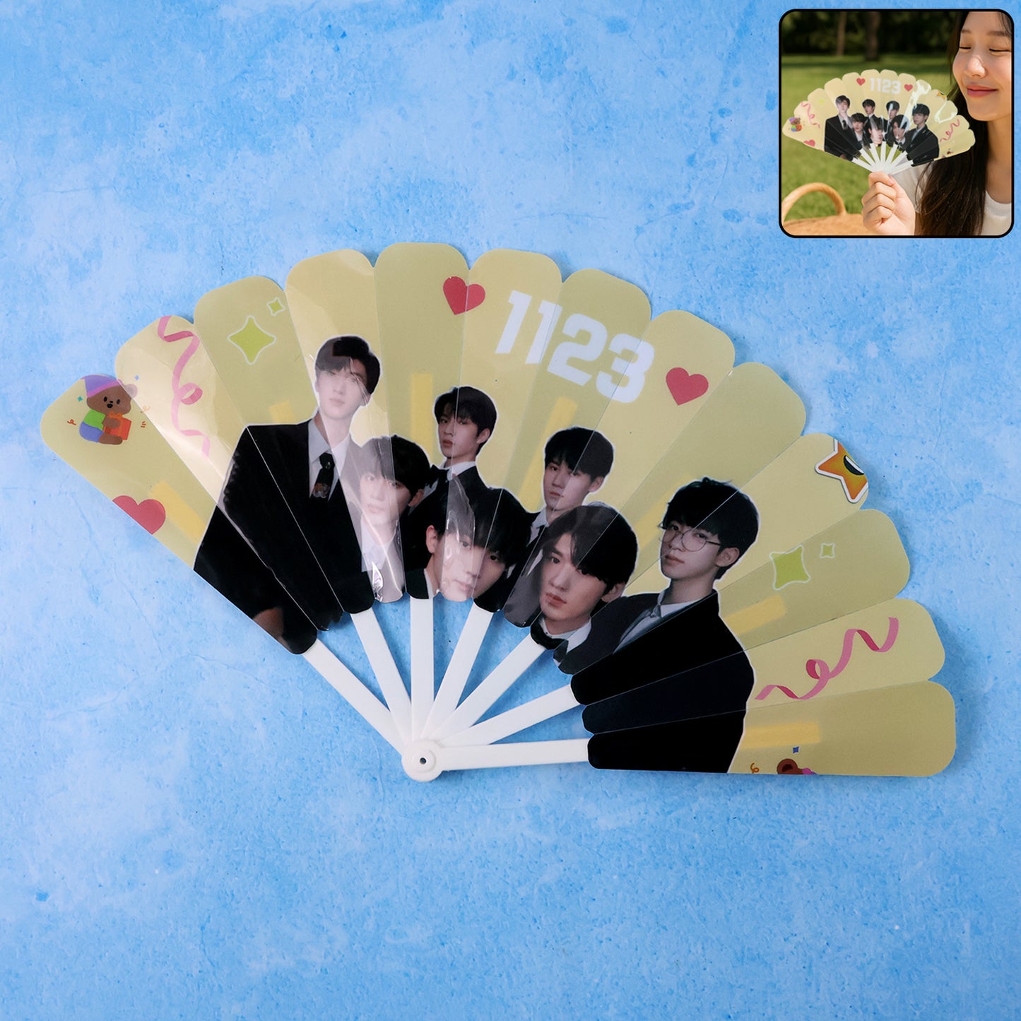 Idol Print Foldable Hand Fan - 1 Pc - Happy Price - Image 7