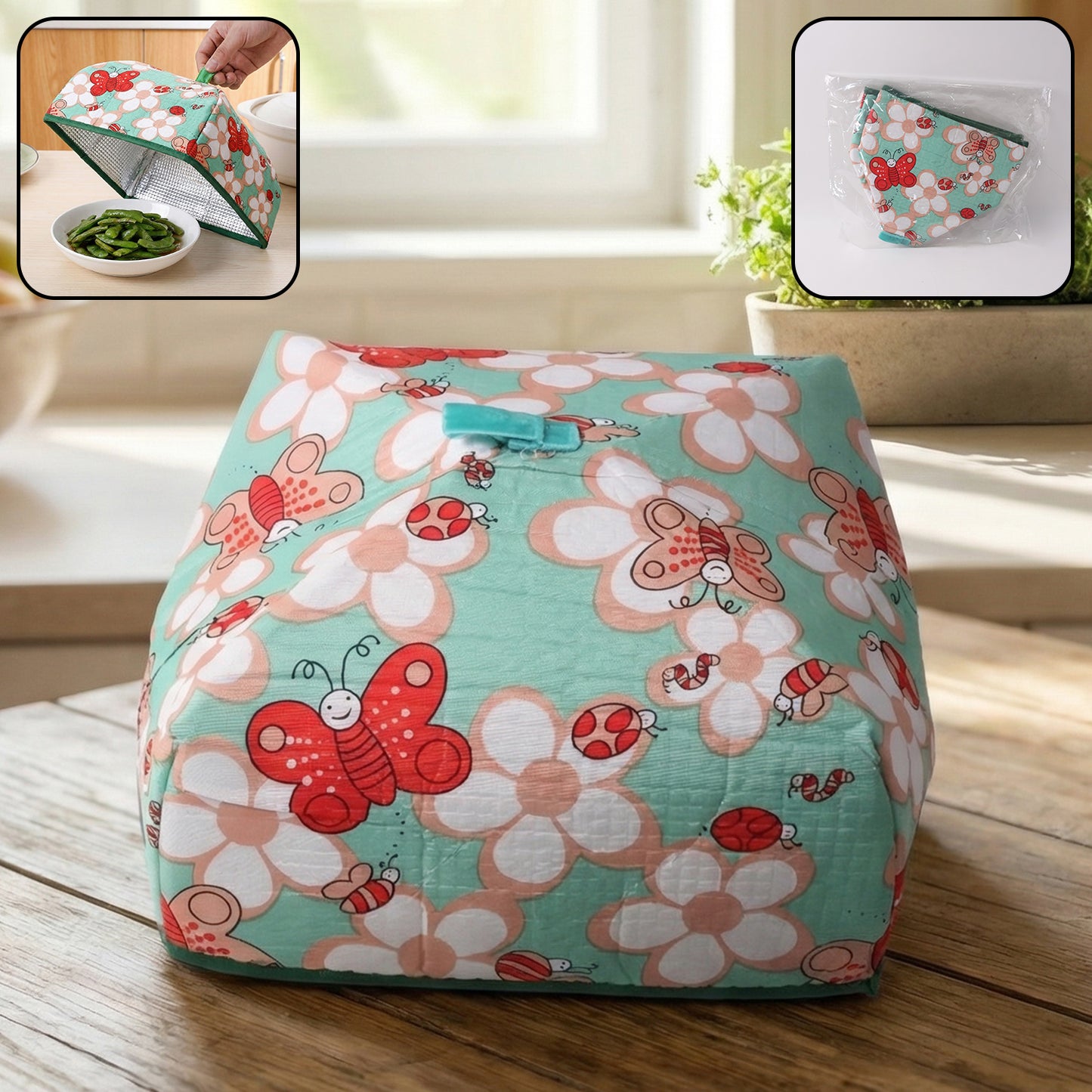Foldable Mesh Food Cover with Floral Print - 20 x 20 Cm, 1 Pc - Happy Price - Image 2