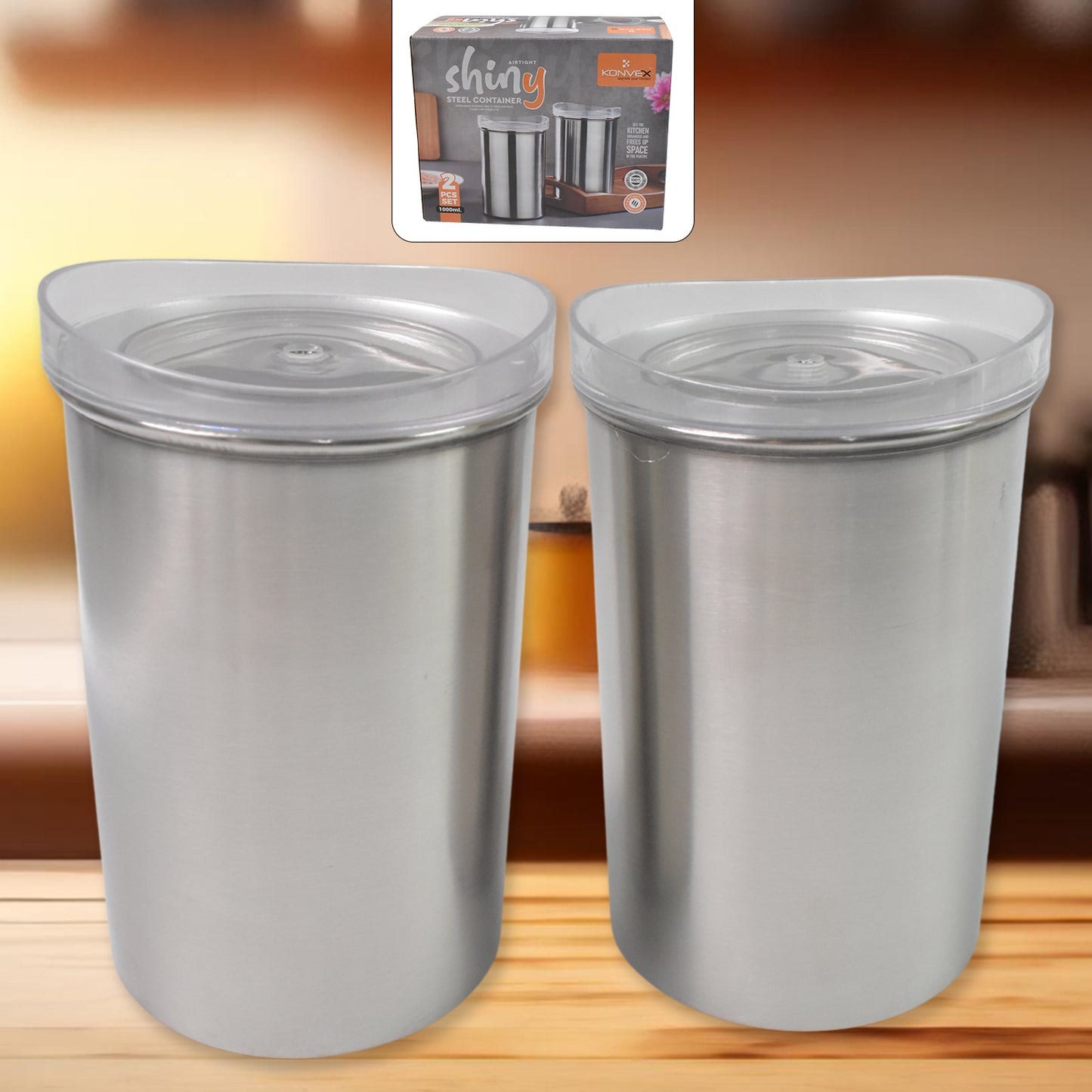 Multipurpose Stainless Steel Airtight Containers With See Through Lid (2 Pc Set 1000 Ml) - Happy Price - Image 2