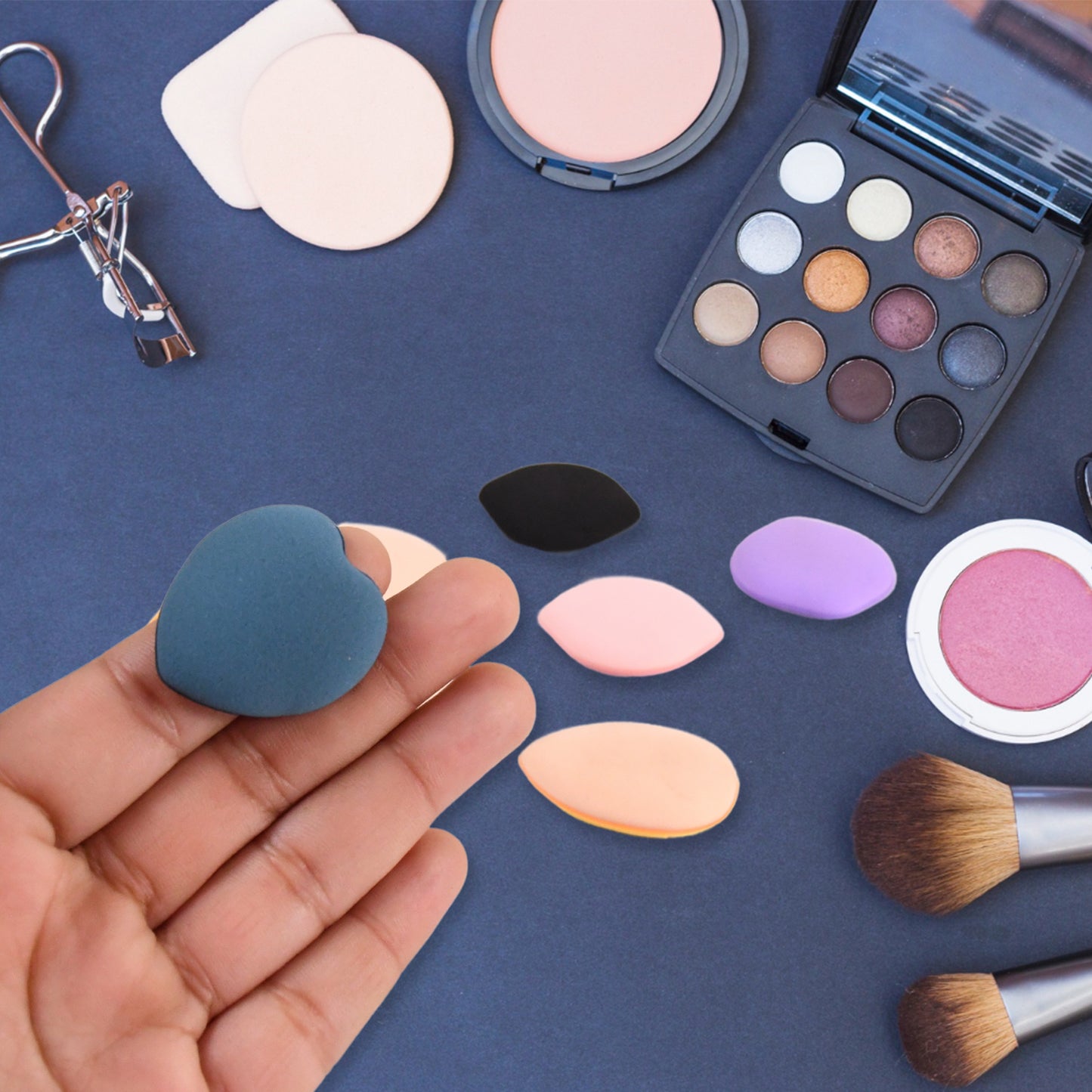 Mini Finger Makeup Powder Puff (Multicolour 8 Pcs Set) - Happy Price - Image 3