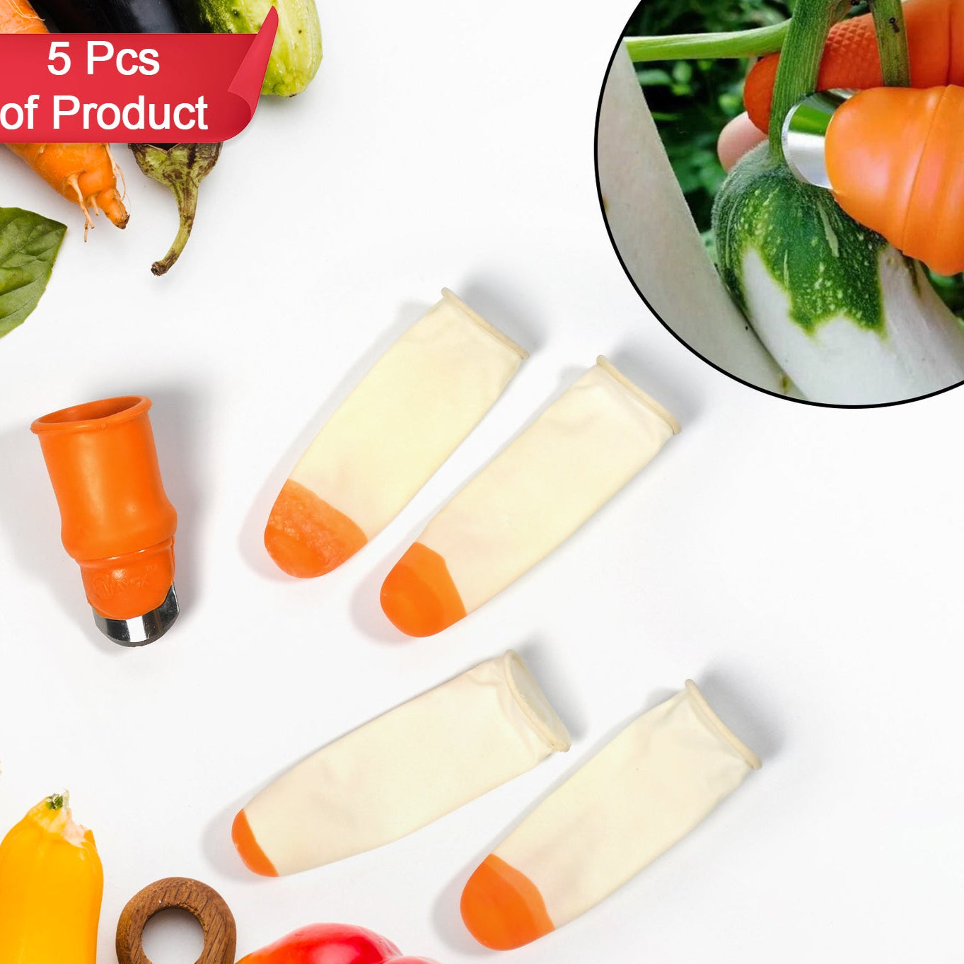 Vegetable Thumb Cutter And Tool 5pc Set With Effective Sharp Cutting Blade System - Happy Price - Image 1