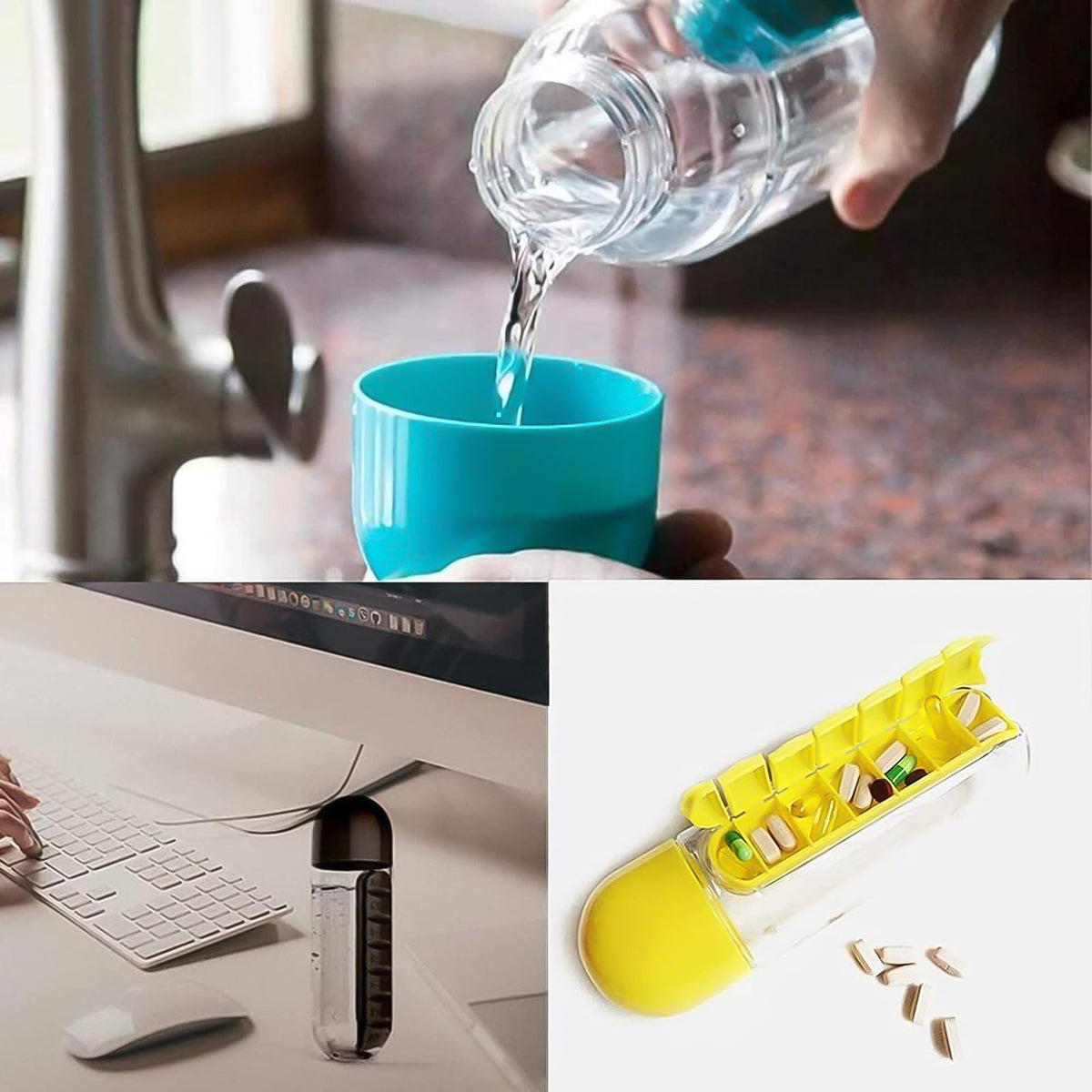 Pill Vitamin Bottle Water Bottle Multi Functional Use For Traveling Outdoor Use Water Bottle Travelling Kit Summer Special Bottle (600 Ml Mix Color ) - Happy Price - Image 6