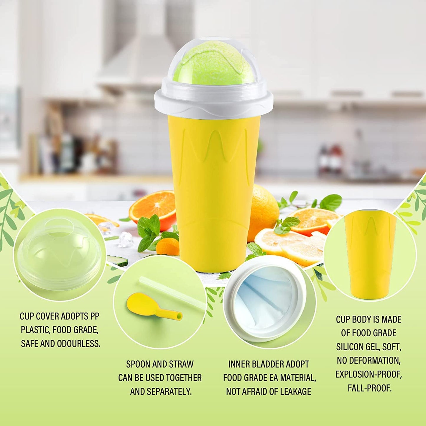 Smoothies Maker Cup Magic Quick Frozen Smoothies Cup Cooling Cup Double Layer Squeeze Cup Slushy Maker (1 Pc) - Happy Price - Image 3