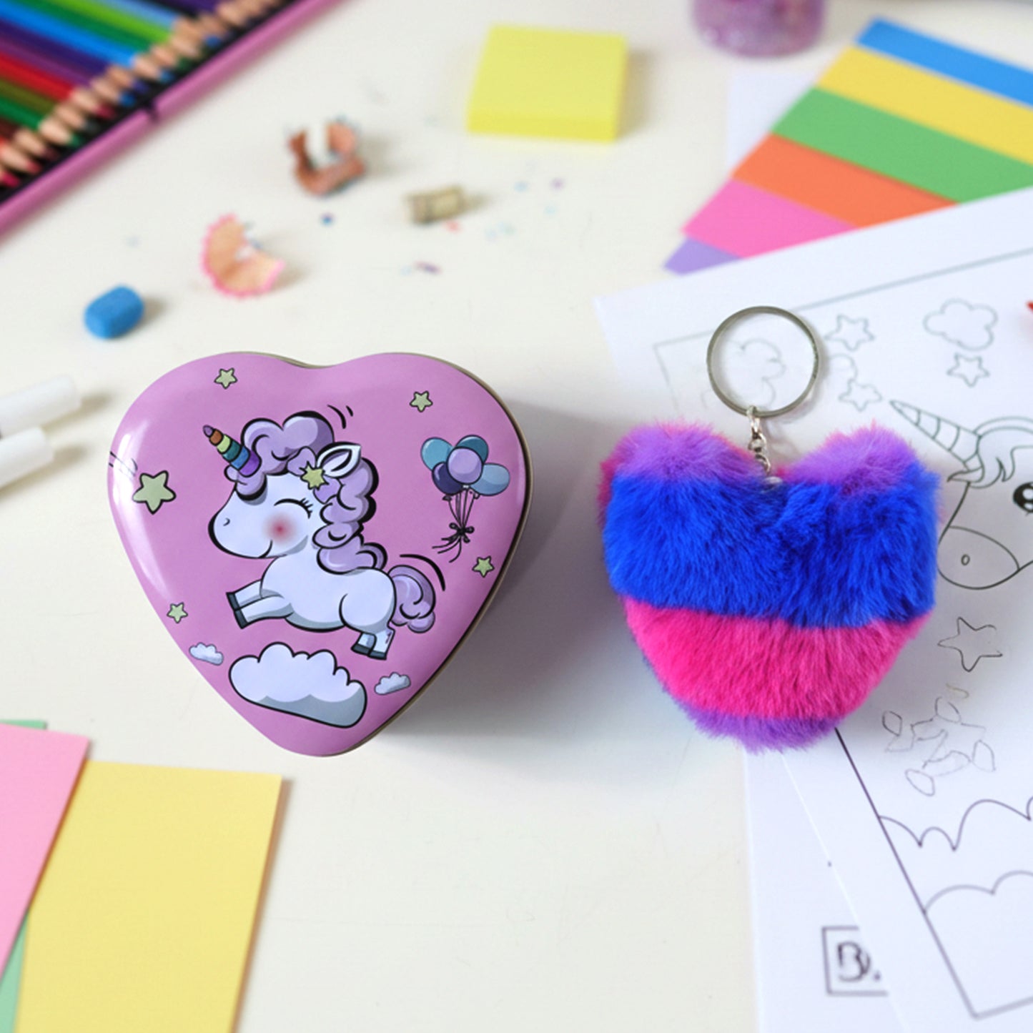 Heart Shape Gift Box Plush Keychain (2 Pc)