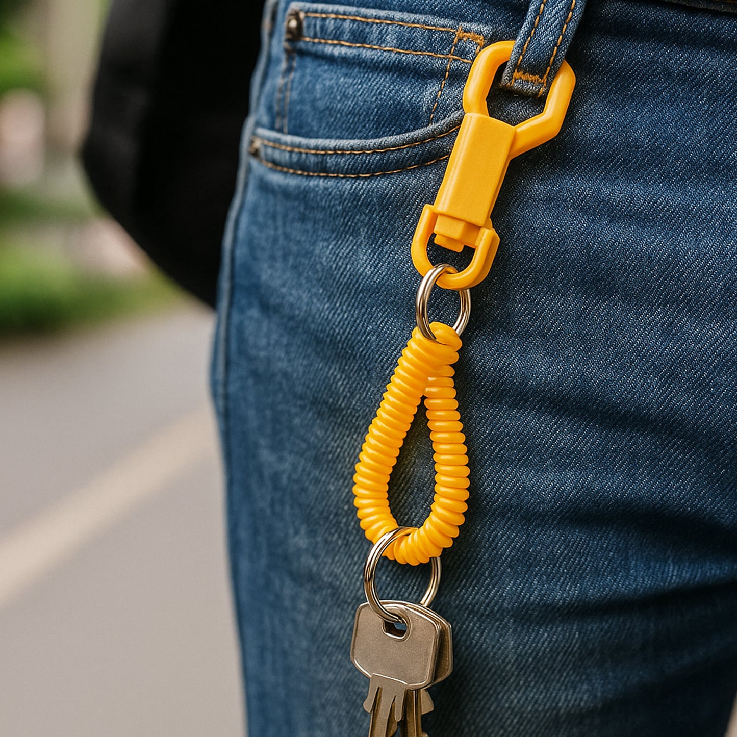 Coiled Retractable Keychain with Carabiner Clip - 1 Pc - Happy Price - Image 5