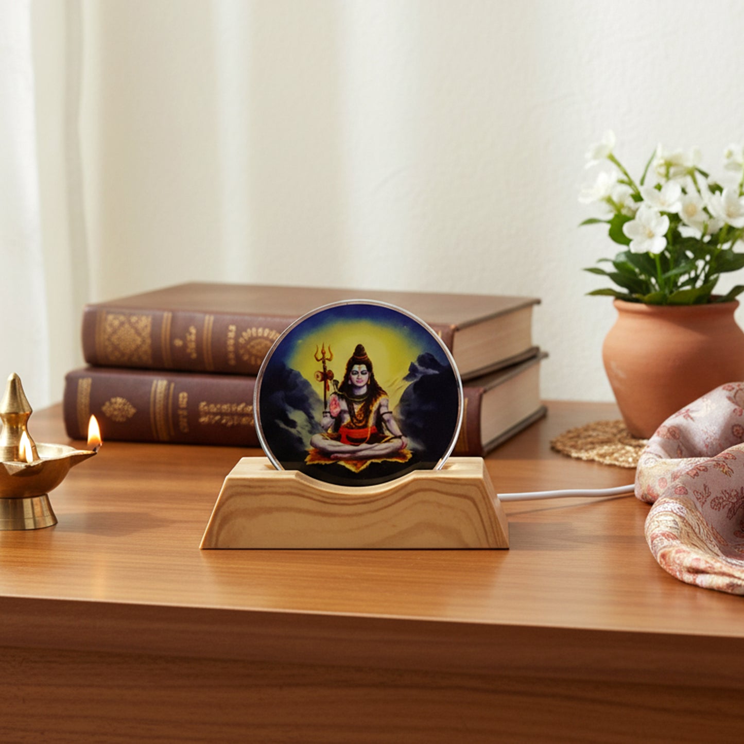 Lord Shiva 3D LED Night Lamp with Wooden Base (1 Pc) - Happy Price - Image 3
