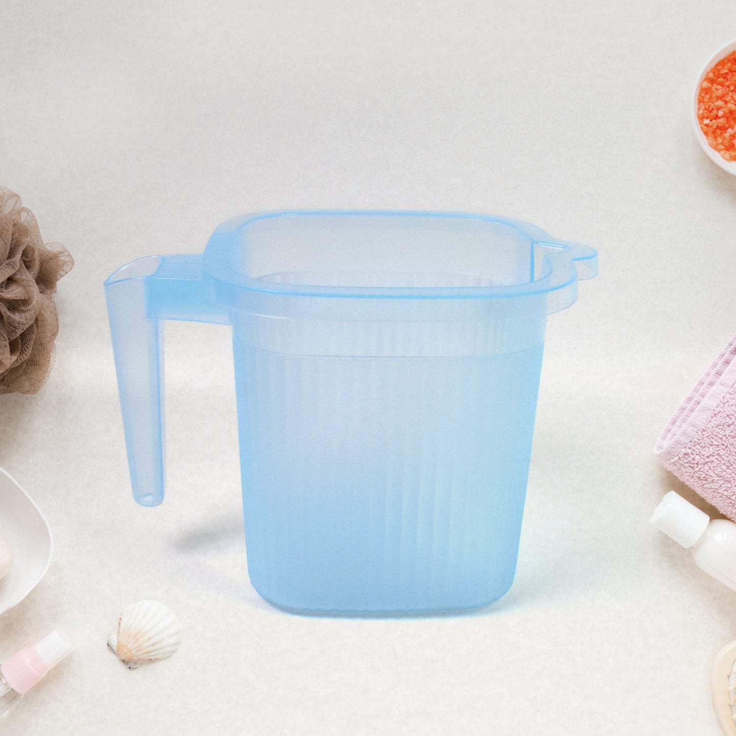 Plastic Square Transparent Bath Water Mug (1 Pc 1000 Ml Mix Color) - Happy Price - Image 2