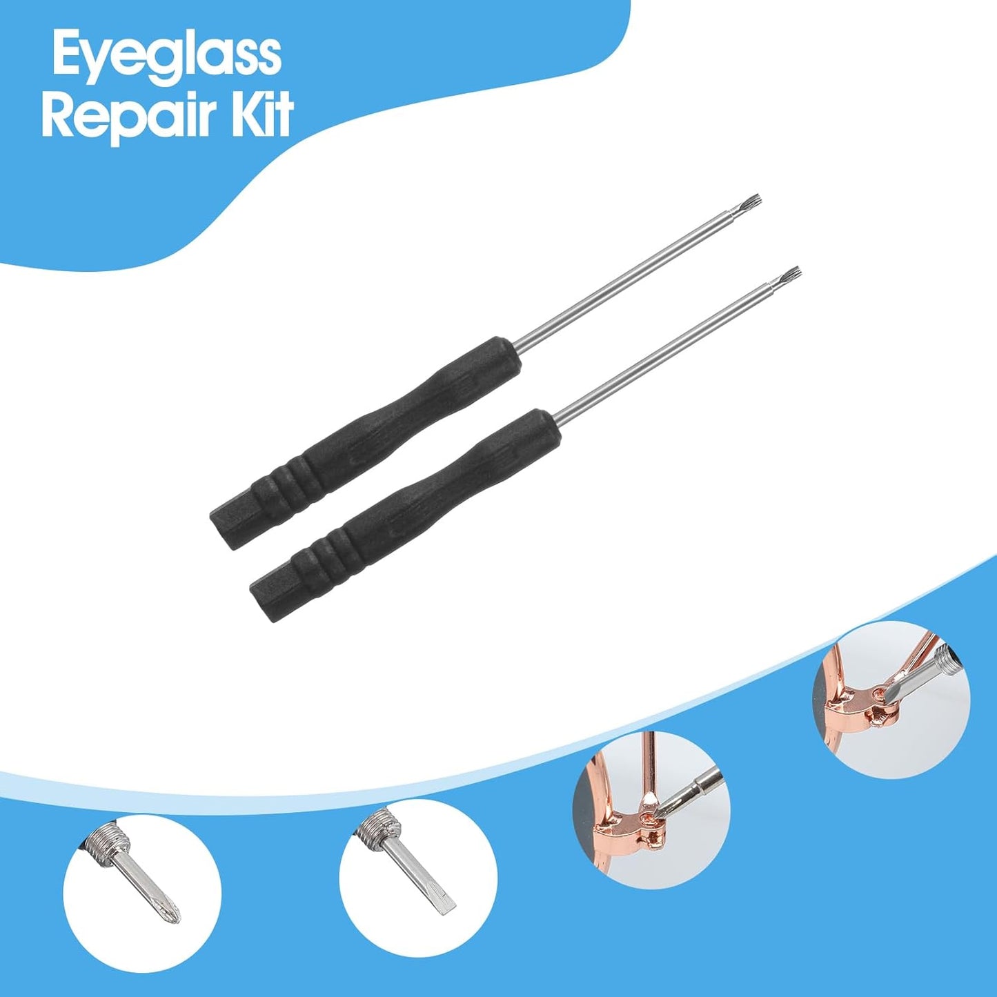 Eyeglass Repair Kit (1 Set) with Screwdrivers, Screws, Nose Pads & Cleaning Cloth - Happy Price - Image 4