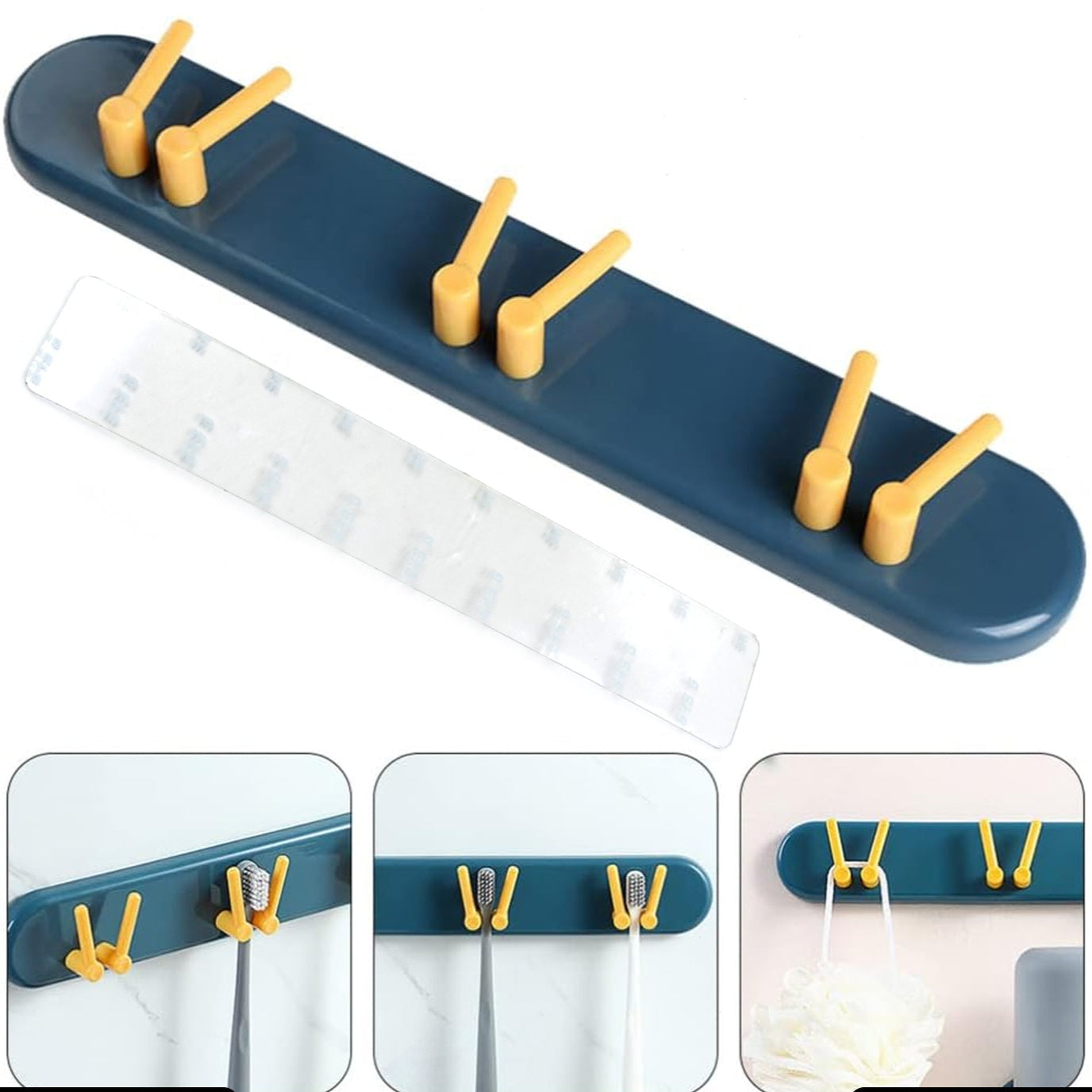 Toothbrush Holder Plastic Bathroom Accessories Organizer Wall Mounted Hanging Mount Shelf Hooks (1pc) - Happy Price - Image 1