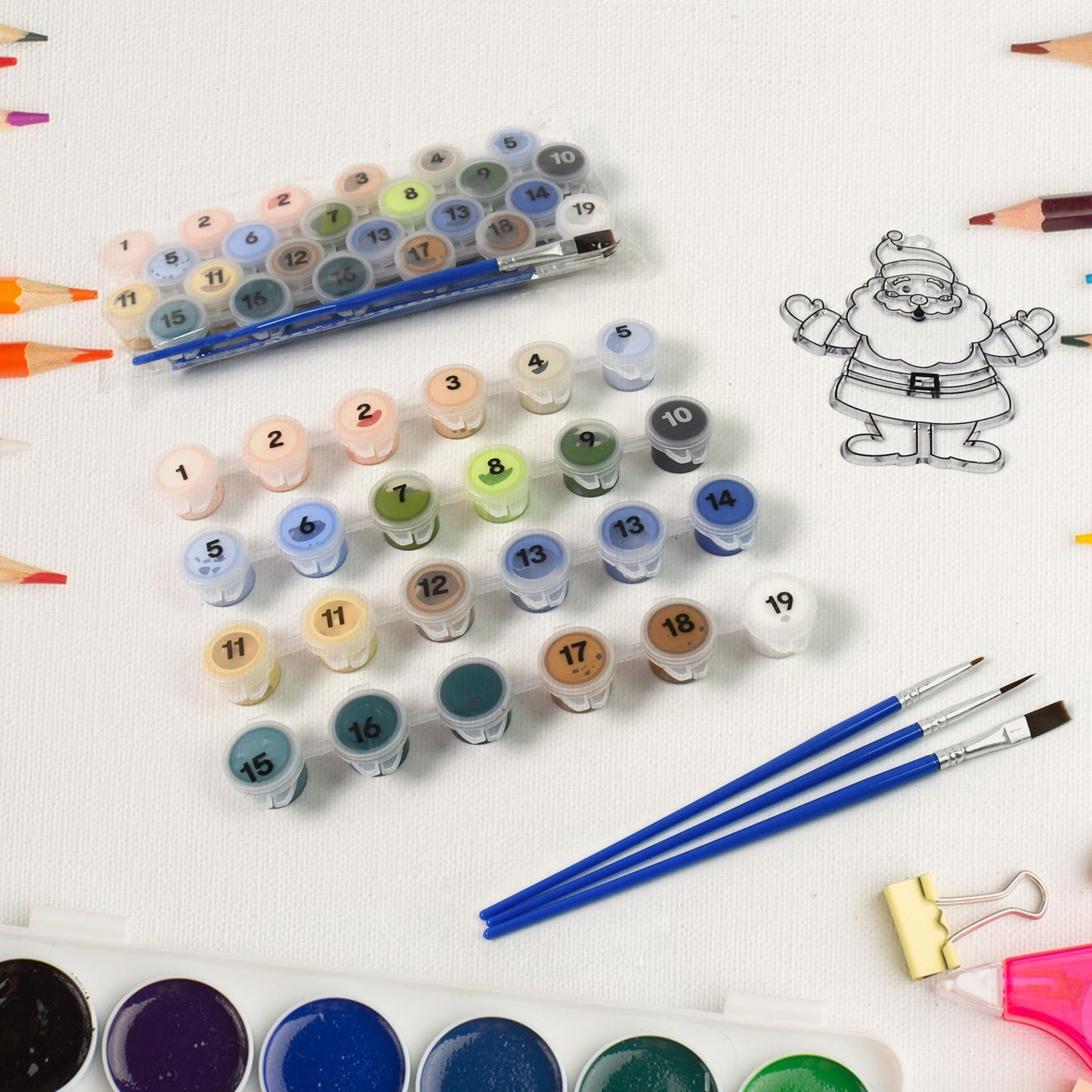 Paint By Number Kits 2 Set 19 Number Color 6 Paint Brushes (2 Set) - Happy Price - Image 2