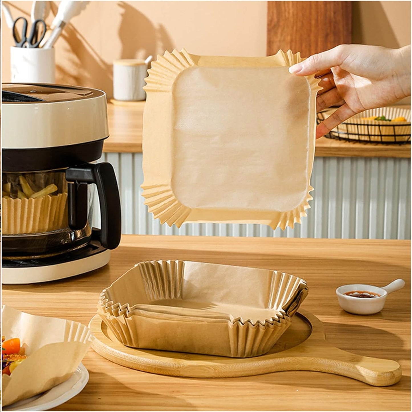 Square Air Fryer Disposable Paper Liner (50 Pcs Set 160mmx45mm) - Happy Price - Image 3