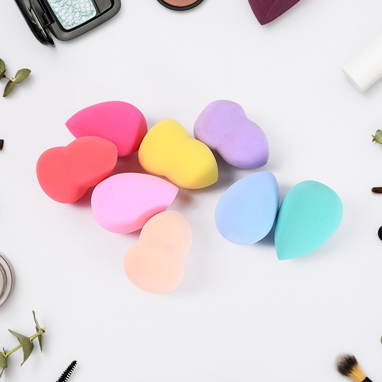 Makeup Beauty Powder Puff (8 Pcs Set With Case Mix Color) - Happy Price - Image 2