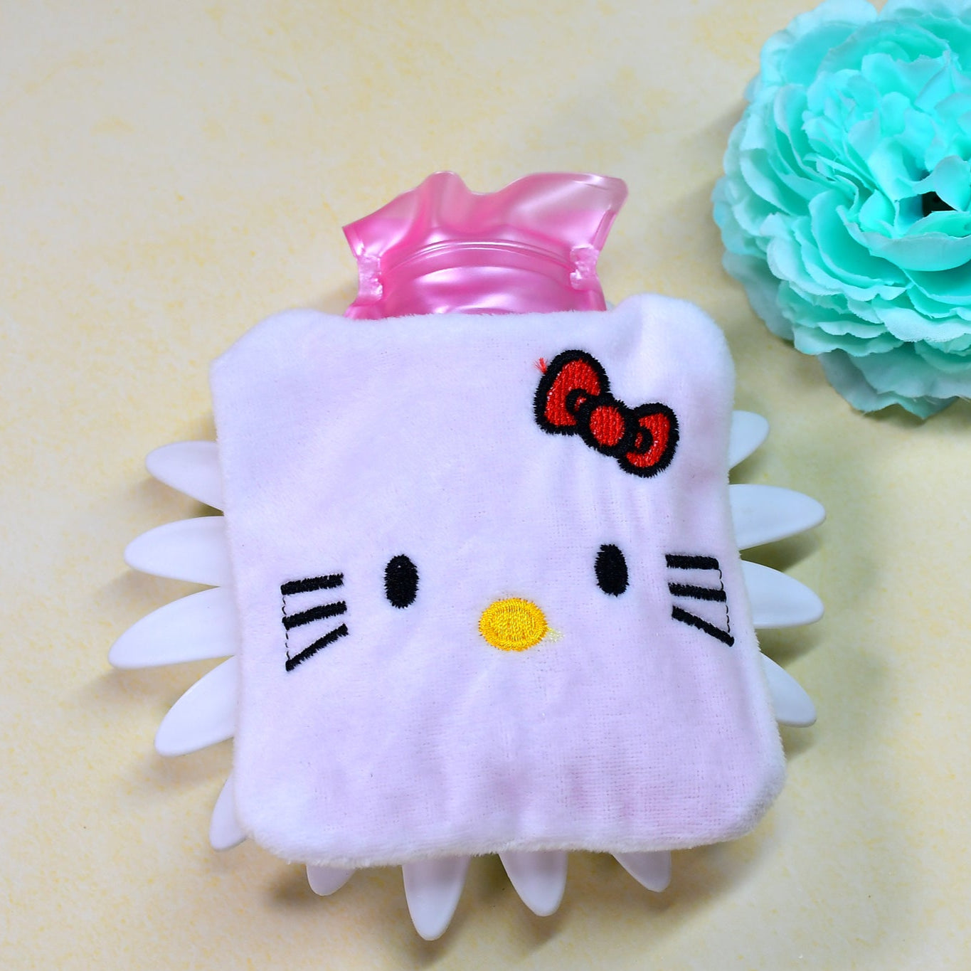 White Hello Kitty Small Hot Water Bag With Cover For Pain Relief Neck Shoulder Pain And Hand Feet Warmer Menstrual Cramps. - Happy Price - Image 1