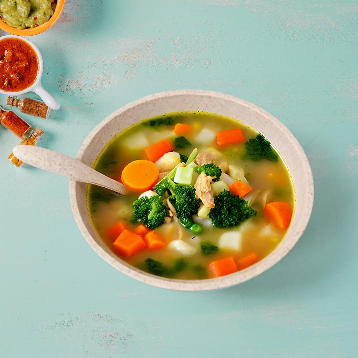 Rice Bowl Noodle 1 Bowl With 1 Lid And Handle Wheat Straw Noodle Bowls With Wheat Straw 1 Fork 2 Chopsticks 1 Spoon For Soup Salad Cooker Snack Set (6 Pcs Set) - Happy Price - Image 3