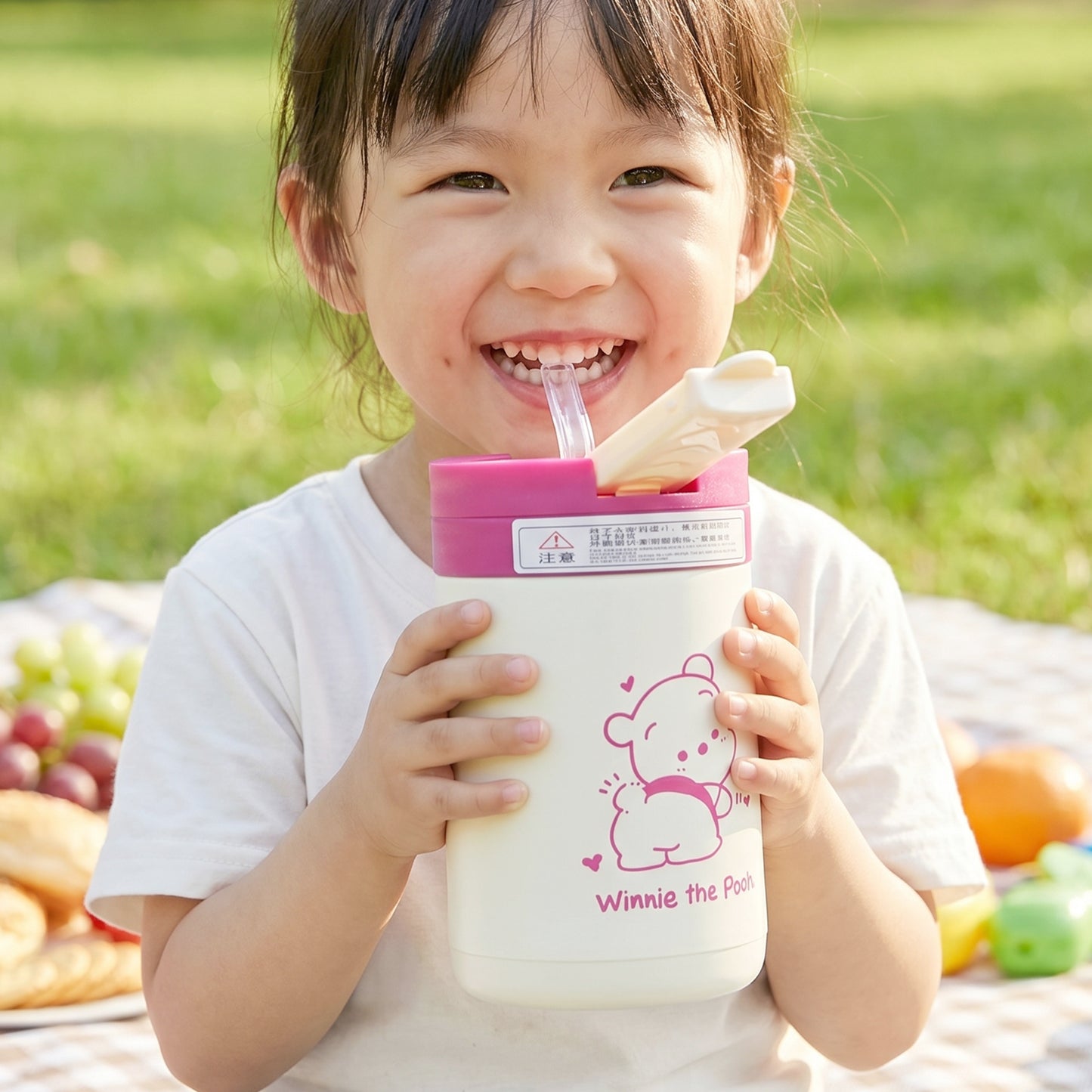 Cartoon Print Glass Tumbler with Lid and Straw - 400 ML - Great Price - Image 6