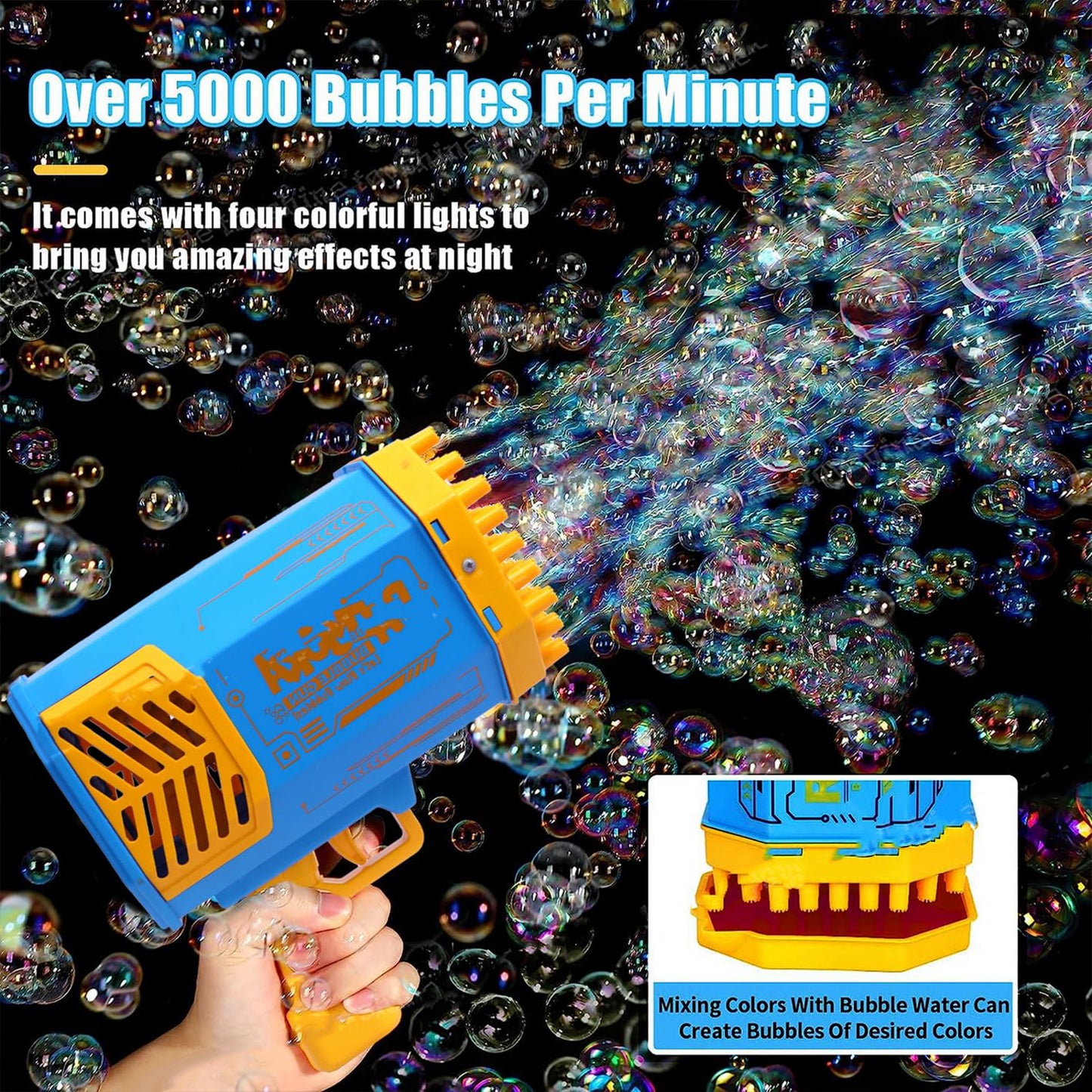 69 Holes Big Rechargeable Powerful Machine Bubble Gun Toys For Kids Adults Bubble Makers Big Rocket Boom Bubble Blower Best Gifts - Happy Price - Image 3