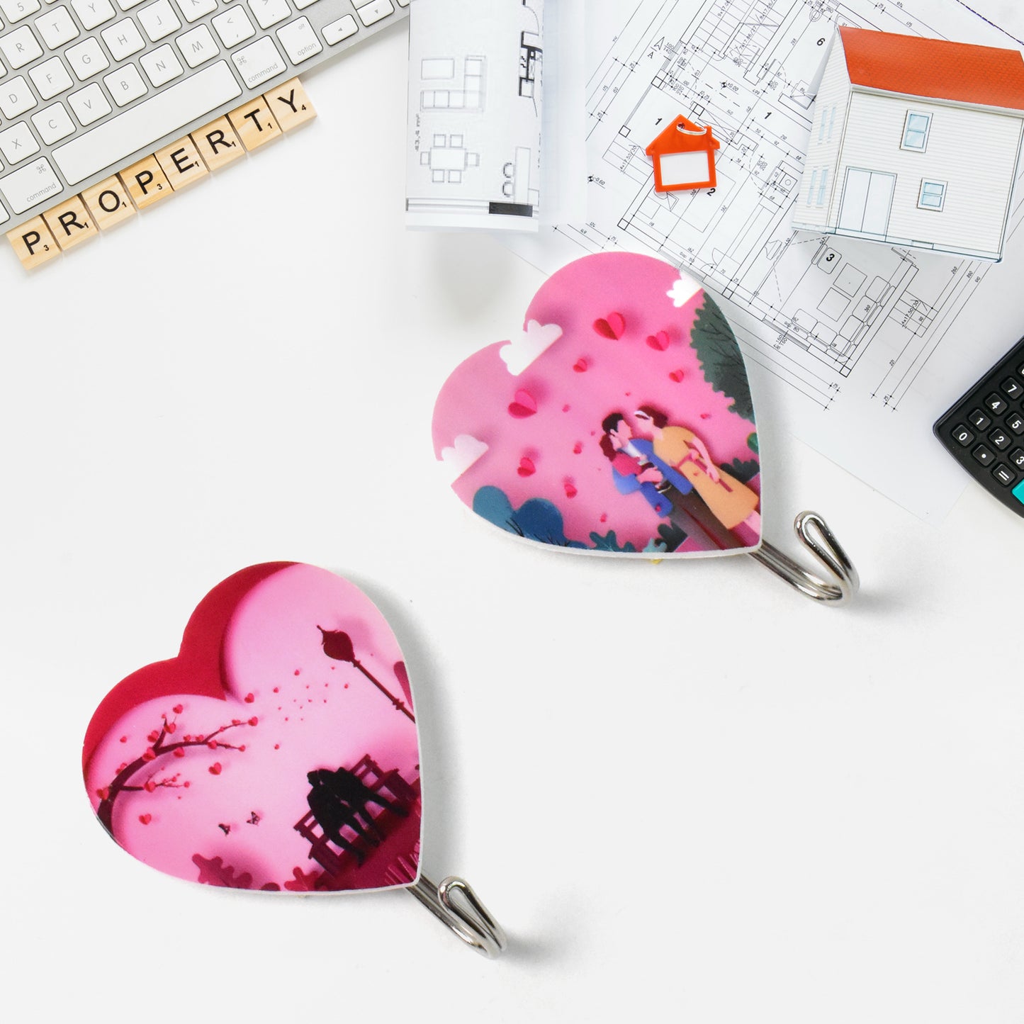 Multipurpose Strong Heart Shape Hook Self-adhesive Hooks (2 Pc Set) - Happy Price - Image 2
