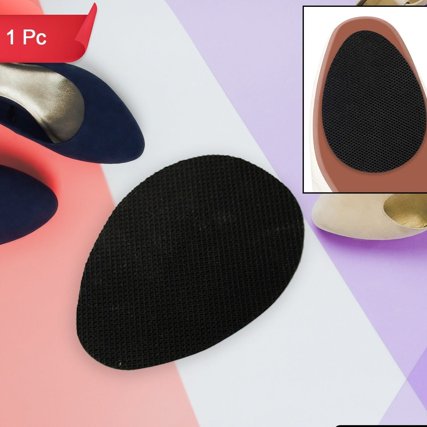 Non-slip Shoe Pads Rubber Shoe Sole Protector Pads Self-adhesive Shoe Grips Pads Stickers Non Skid For Ladies Shoes High Heels Boots (1pc) - Happy Price - Image 1