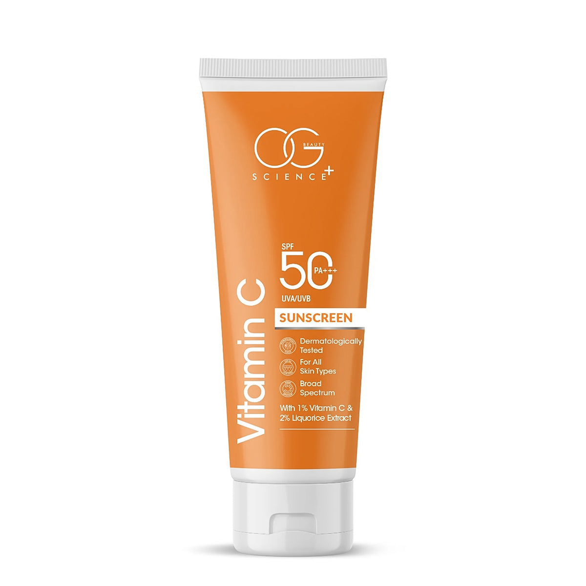 Vitamin C Sunscreen SPF 50 PA+++, 50ml Tube - Brightening & Anti-Aging Sun Protection - Happy Price - Image 2