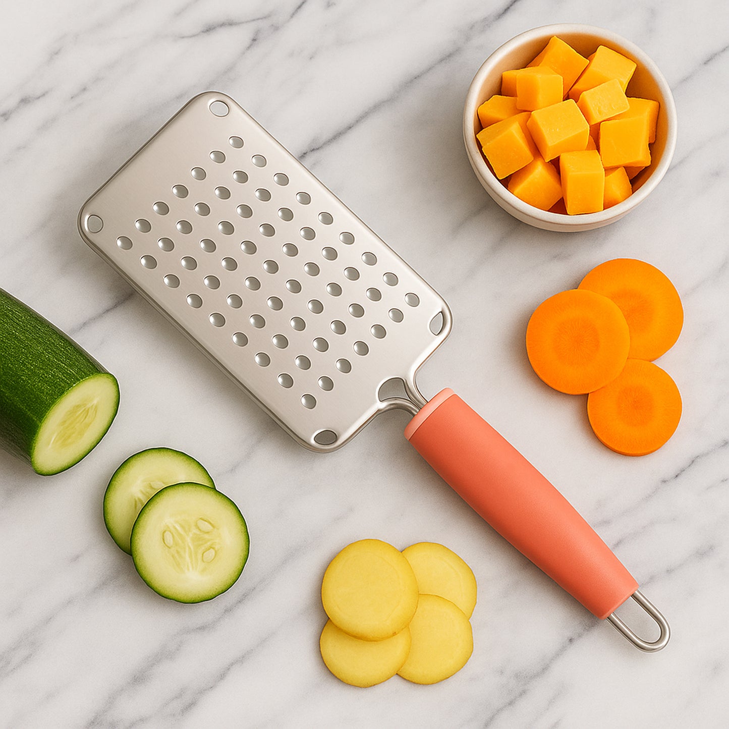 Stainless Steel Multipurpose Grater with Soft Grip Handle (1 Pc) - Happy Price - Image 3
