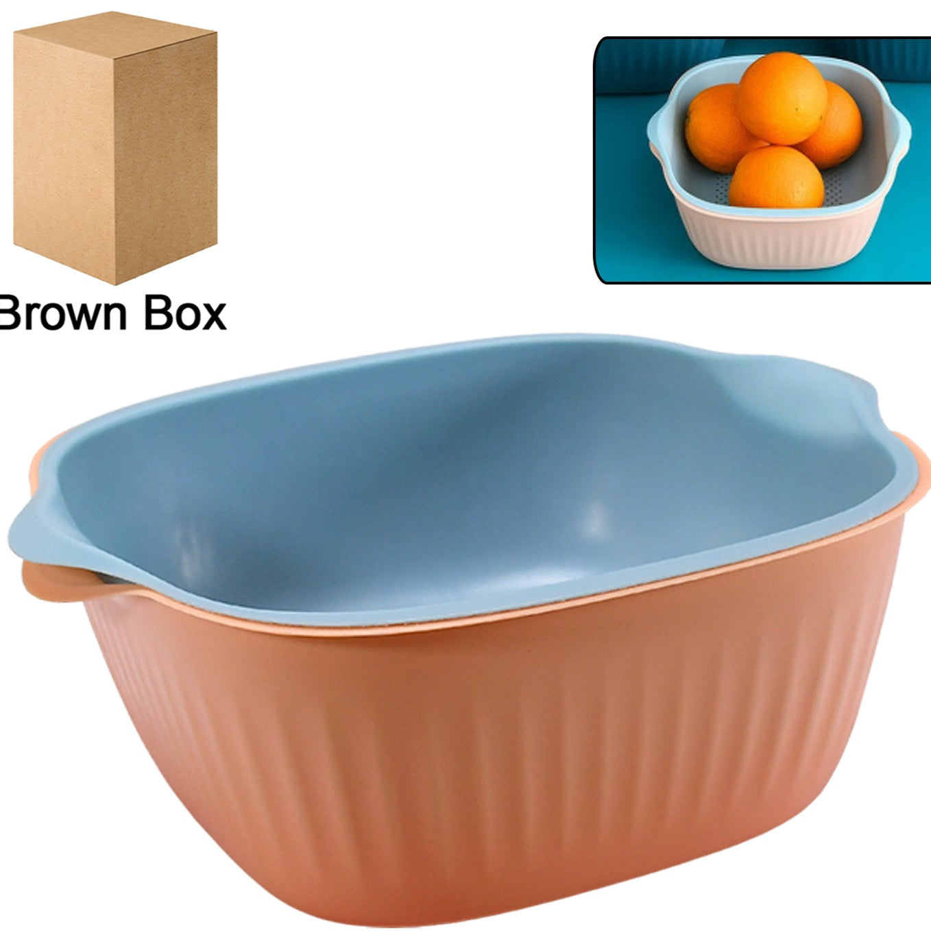 Kitchen Bowl Plastic Washing Bowl And Strainer Drainer Basket For Home Kitchen Use - Happy Price - Image 1