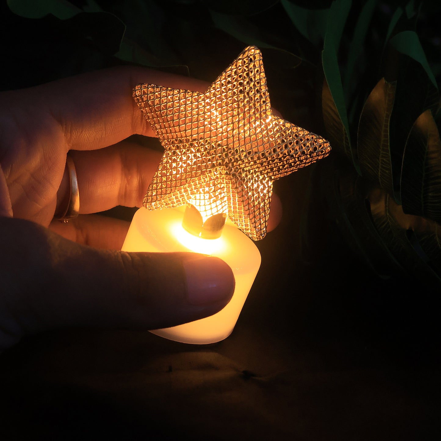 Set of 12 LED Star Tealight Candles - Flameless, Battery Operated Decorative Lights - Happy Price - Image 5