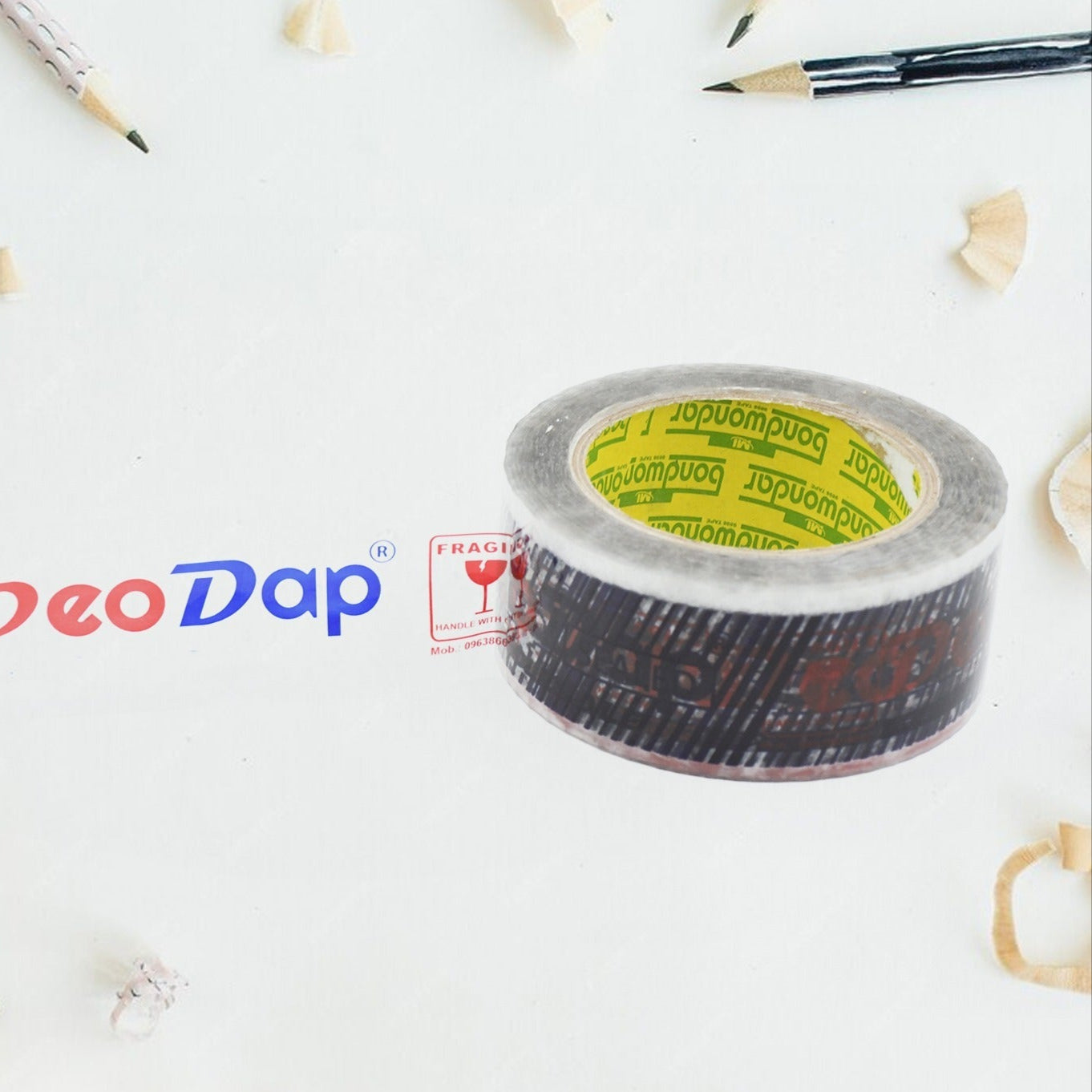 Deodap Printed Transparent Strong Adhesive Packaging Tape For Multipurpose Use Packing Adhesive Tape Office Product (2 Inch X 120 Mtr.) - Happy Price - Image 1