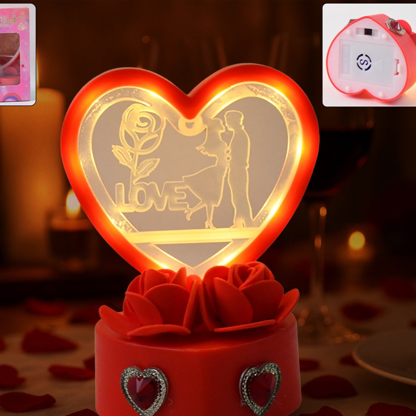 Heart-shaped Love Couple Decorative Showpiece (1 Pc) - Happy Price - Image 1