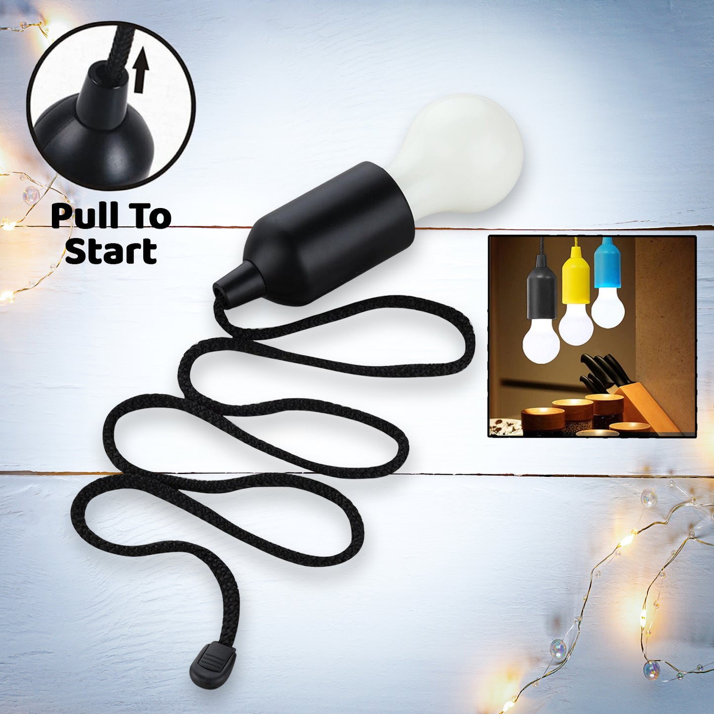 1pcs Led Bulbs Pull Cord Light Led Pull Cord Light Hanging Led Bulb Pull Wire Drawstring Light Bulb Black Led Pendant Lights - Happy Price - Image 1