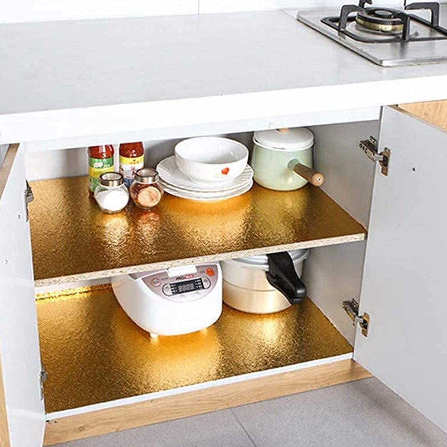 Golden Aluminum Foil Kitchen Sticker - 60cm x 2m, Oil & Waterproof - Happy Price - Image 5