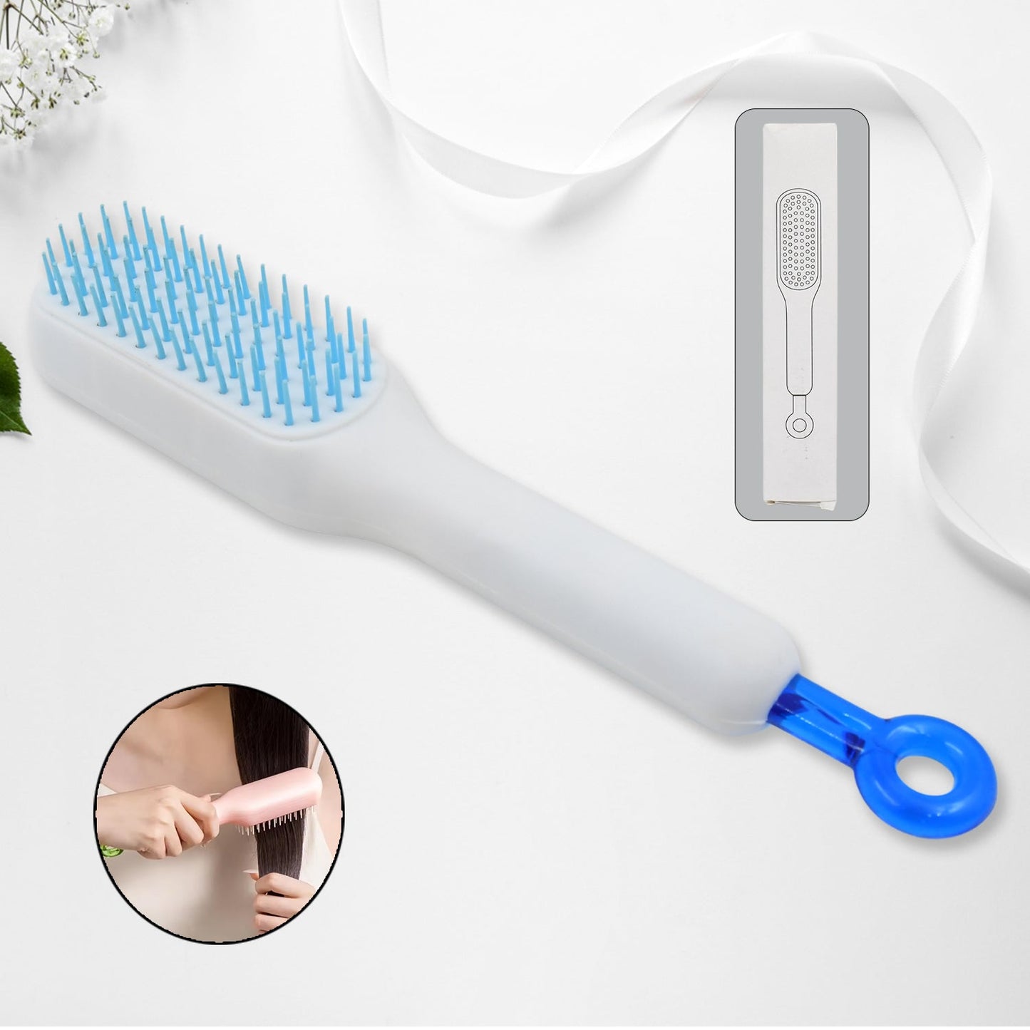 Self-cleaning Hairbrush Massage Comb (1 Pc With Box) - Happy Price - Image 4