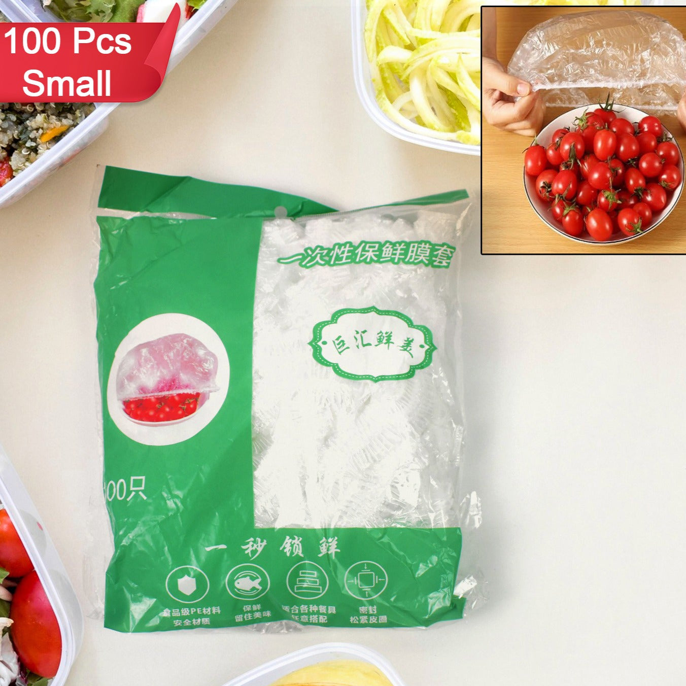 Disposable Elastic Food Storage Covers Bag (100 Pcs Set Small) - Happy Price - Image 1