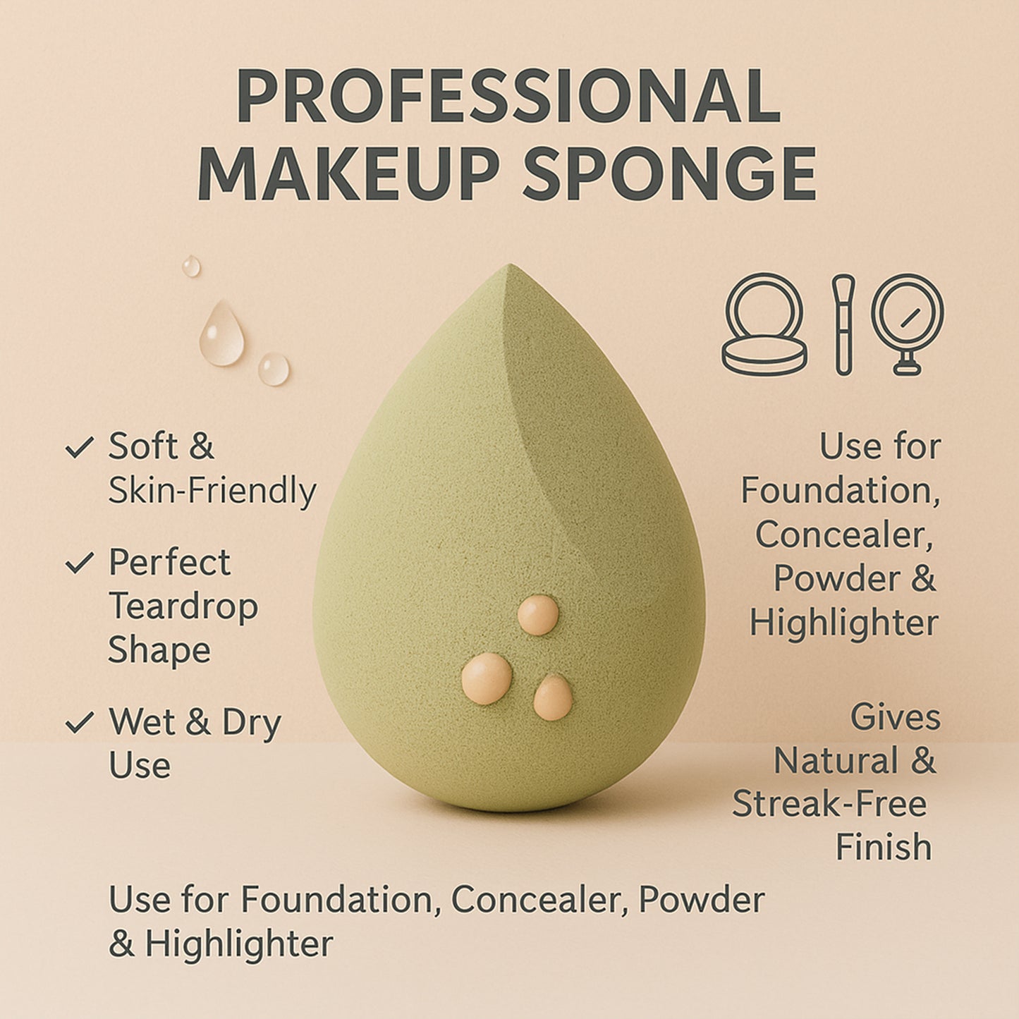 Multicolor Makeup Blending Sponge - 1 Pc for Flawless Foundation Application - Happy Price - Image 6