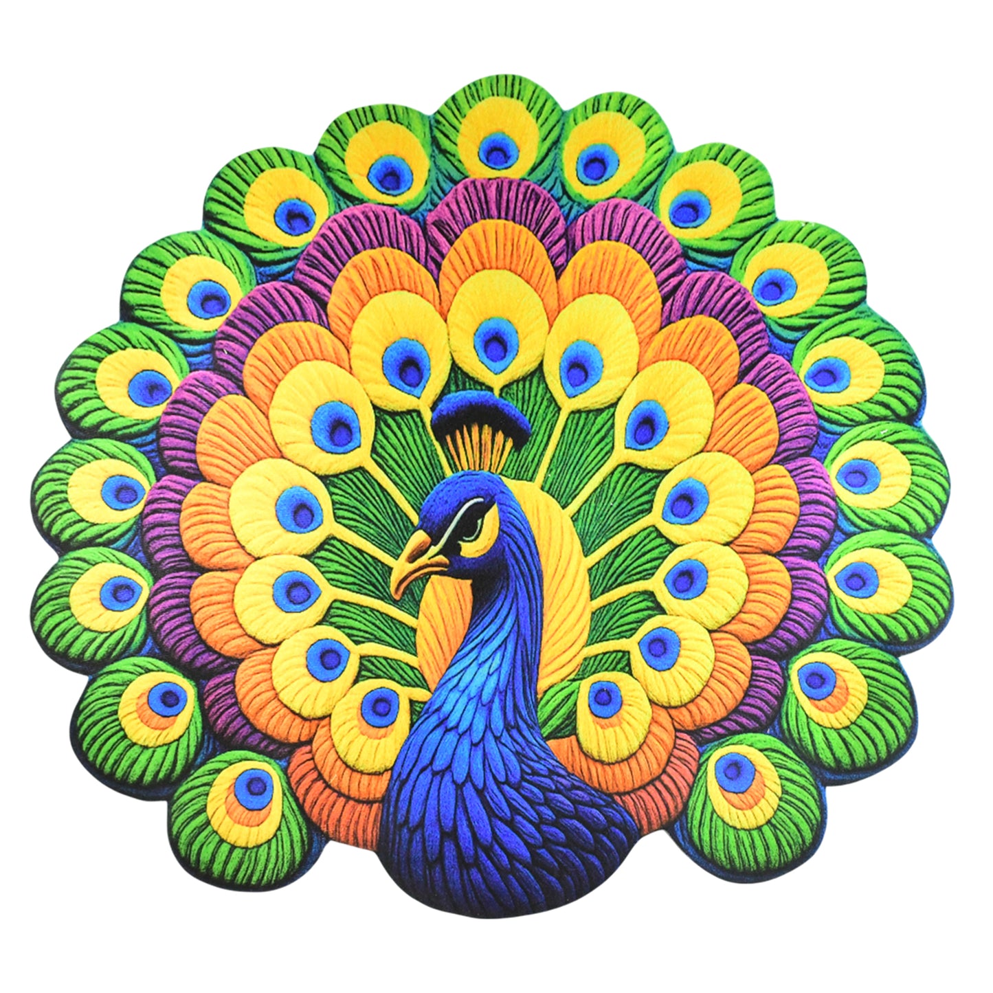 Peacock Design Round Floor Mat - 1 Pc - Happy Price - Image 5