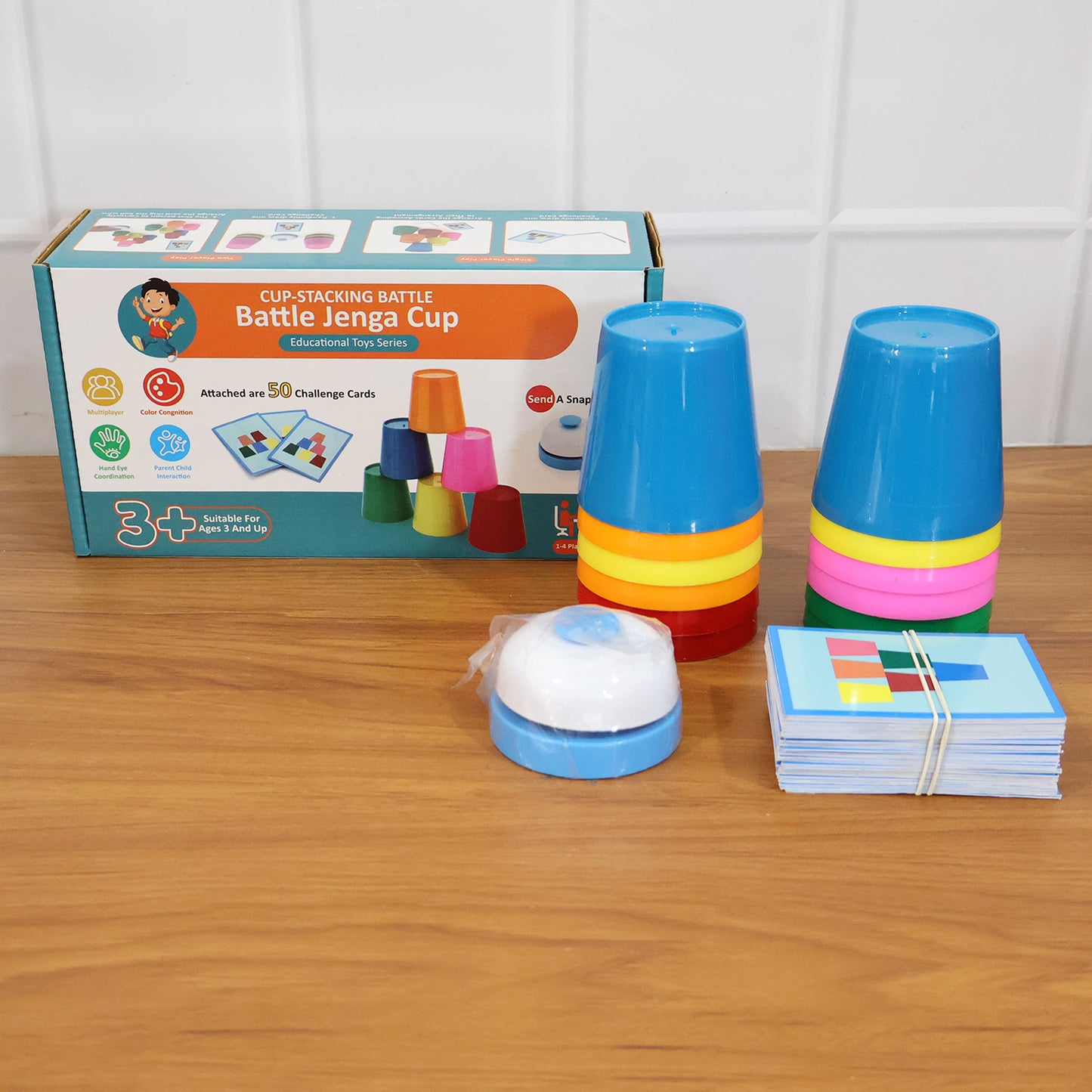 Speed Stacking Cup Game Set with Challenge Cards and Bell - 1 Set - Happy Price - Image 7