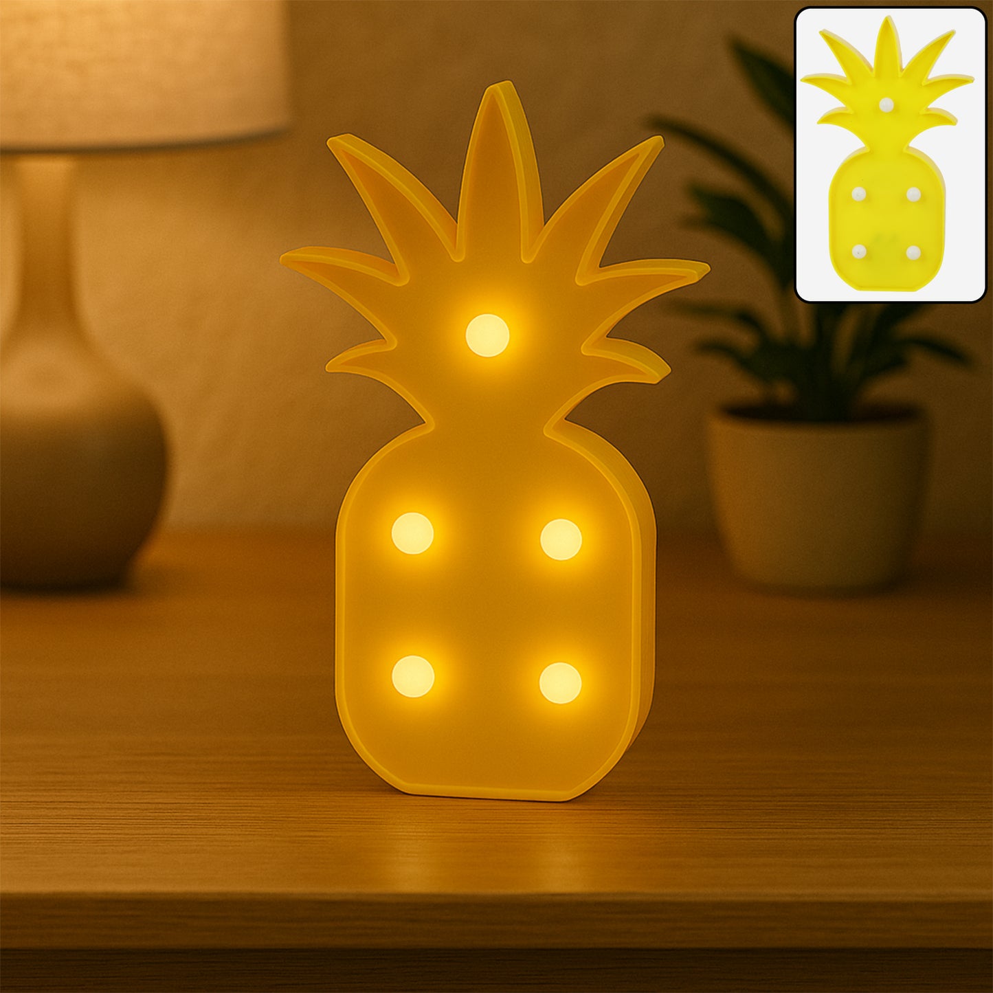Pineapple Shaped LED Decorative Night Light - Battery Operated Lamp (1 Pc) - Happy Price - Image 3