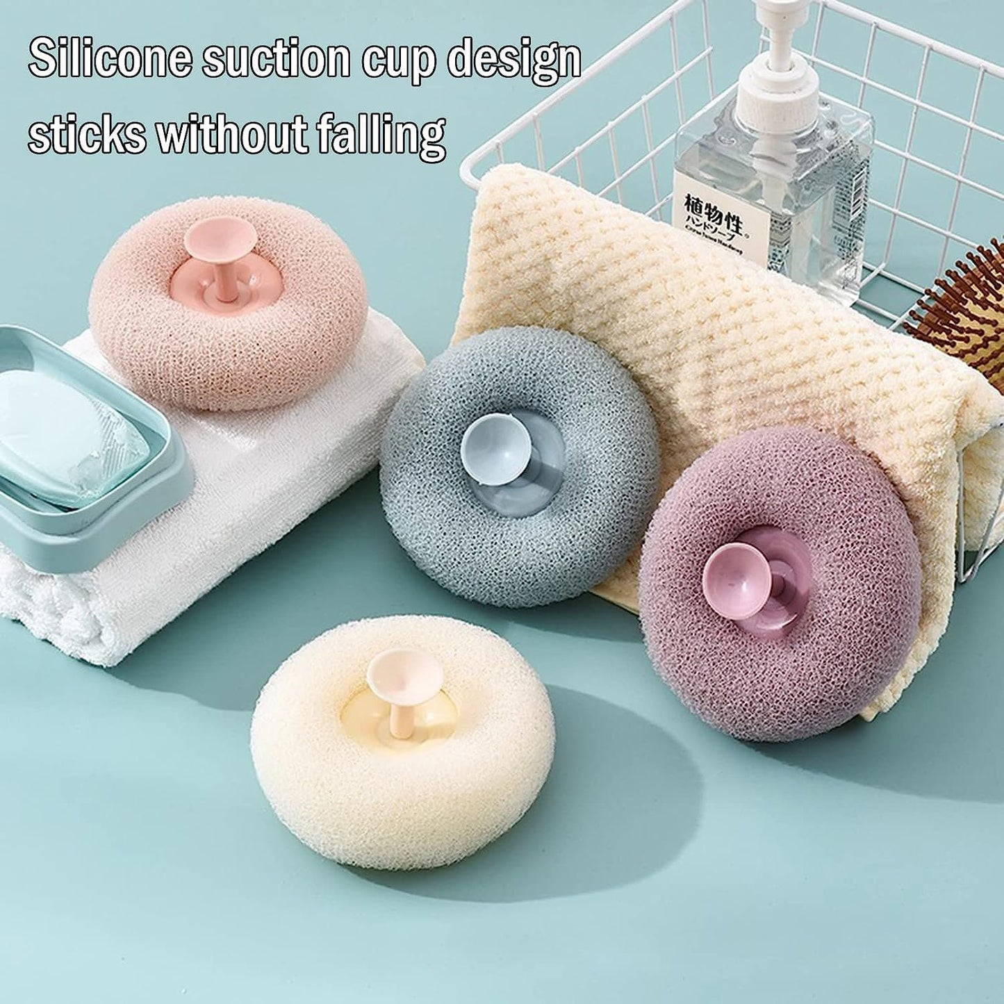 Super Soft Bath Sponge Flower Suction Cup Bath Sponges For Shower Women Men Foam Loofah Sponge Exfoliating Bath Sponge Body Washer Reusable Loofah Massage Bath (1 Pc) - Happy Price - Image 5