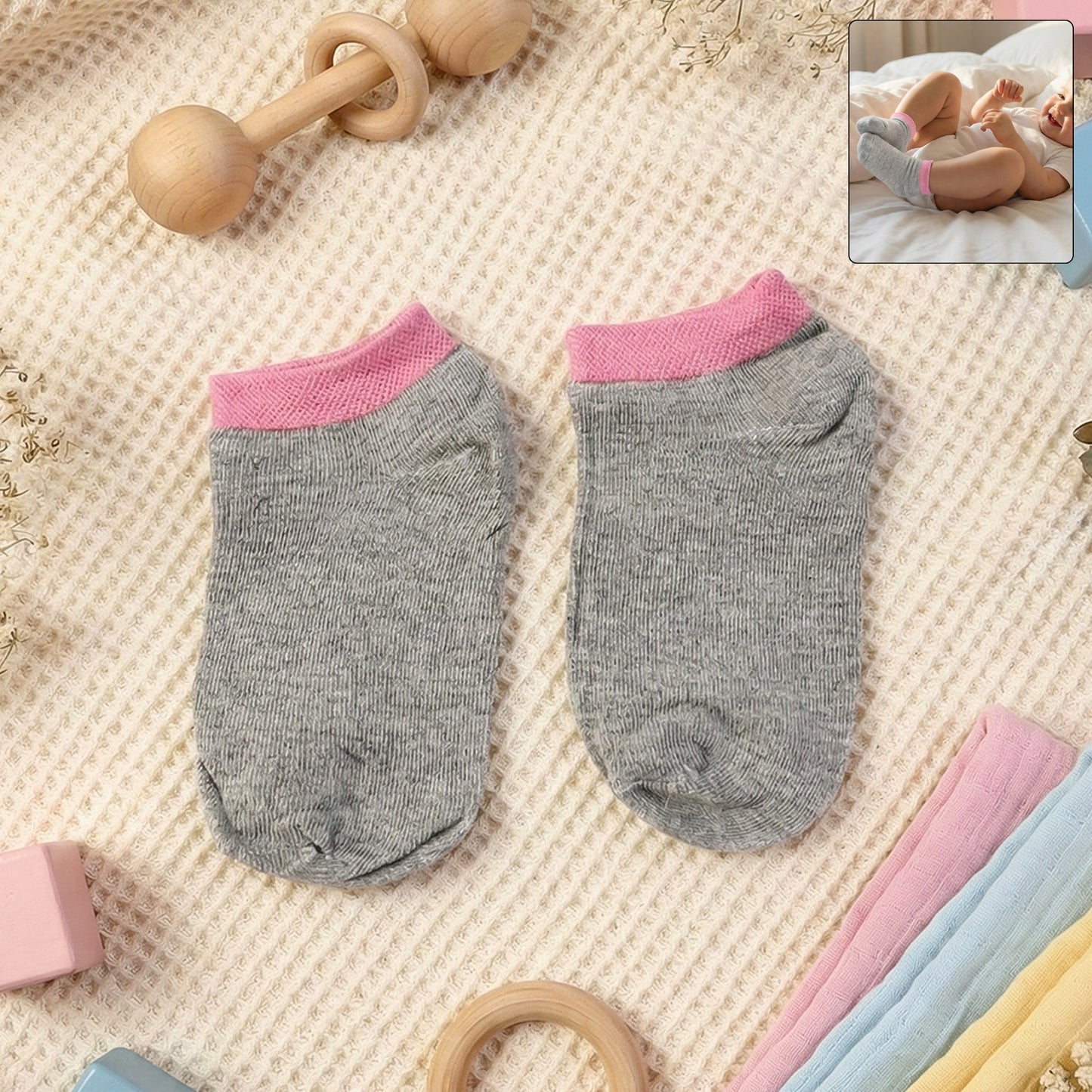Kids' Soft Light Crew Socks (1 Pair, Small Size) - Happy Price - Image 7