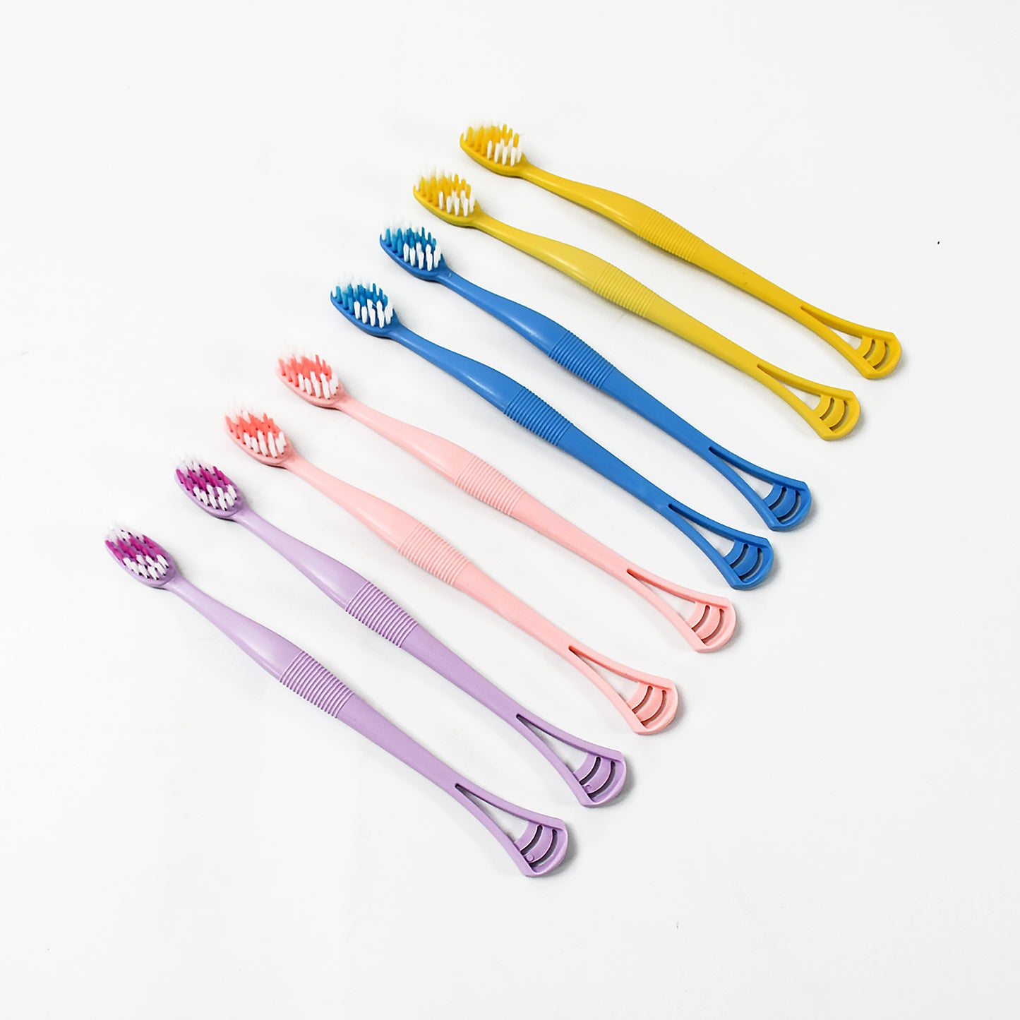 2-in-1 Tooth Brush With Tongue Scraper Soft Bristle Long Handle (8pcs) Soft Toothbrush - Happy Price - Image 4