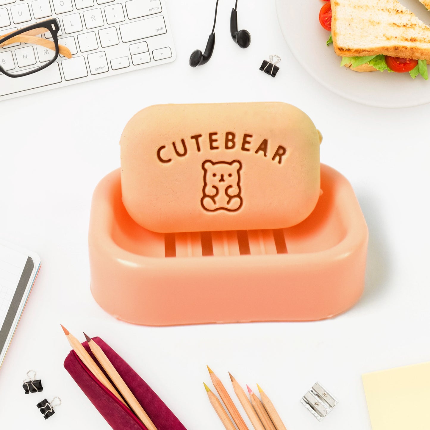 Cute Soap Shaped Erasers With Plastic Case (1 Pc With Case) - Happy Price - Image 3