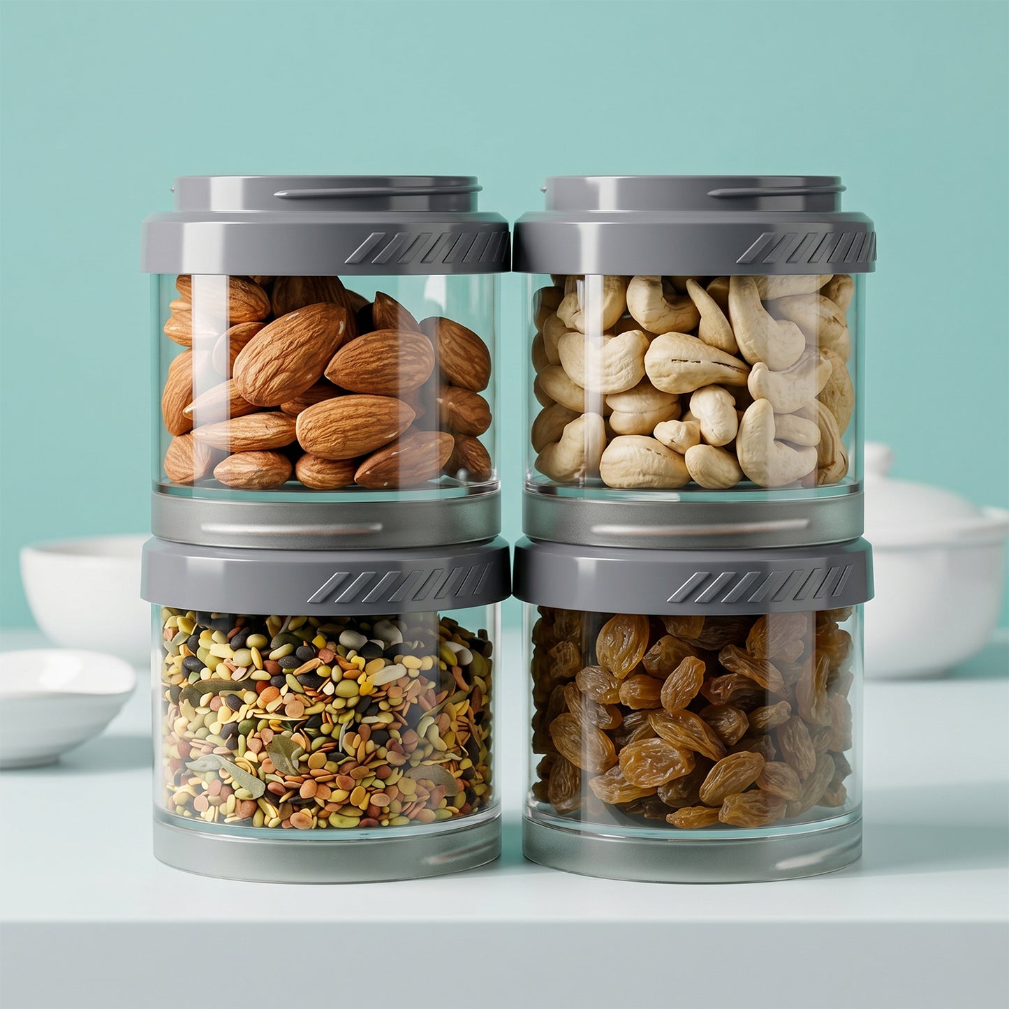 Stackable Modular Storage Containers (4 Pc Set) - Airtight & Transparent Kitchen Organizers - Great Price - Image 3
