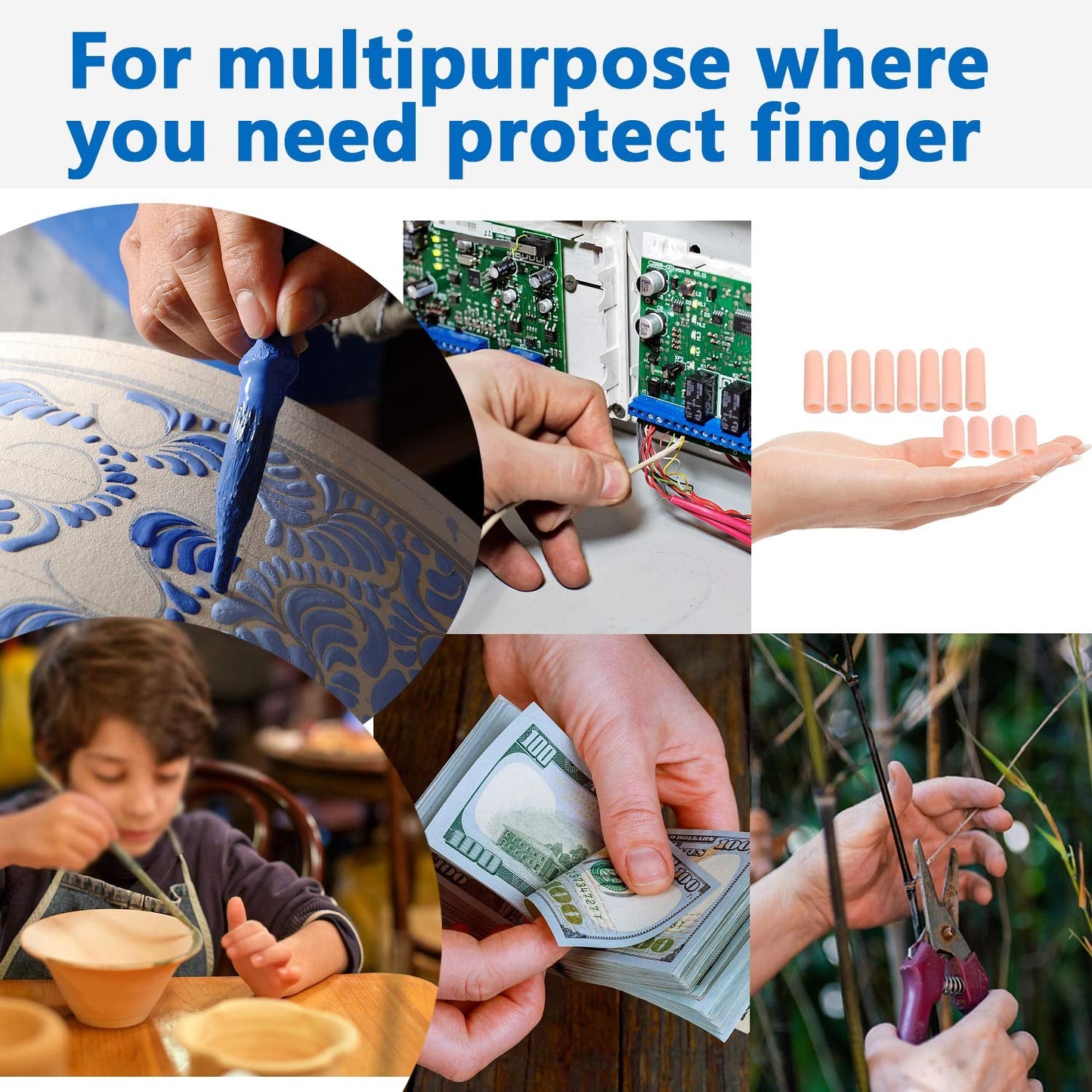 Finger Caps Silicone Finger Protectors Sleeves (Finger Cots 5 Pcs Set) - Happy Price - Image 4
